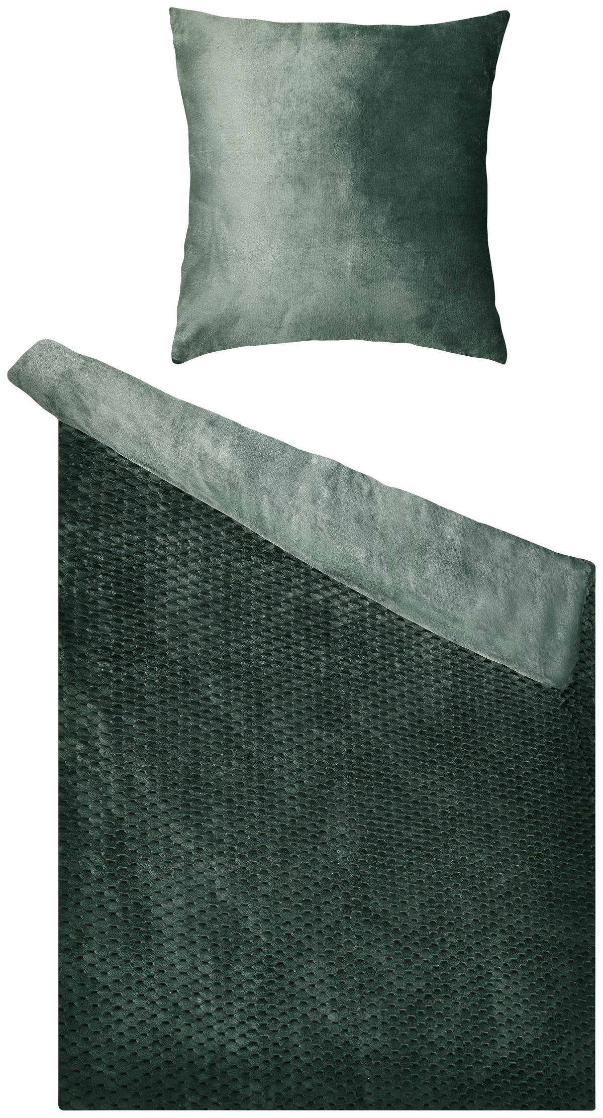 Microfaser Bettwäsche Cashmere touch Bettwäsche_Cashmere Wabe d.grün - dunkelgrün (135,00/200,00cm)
