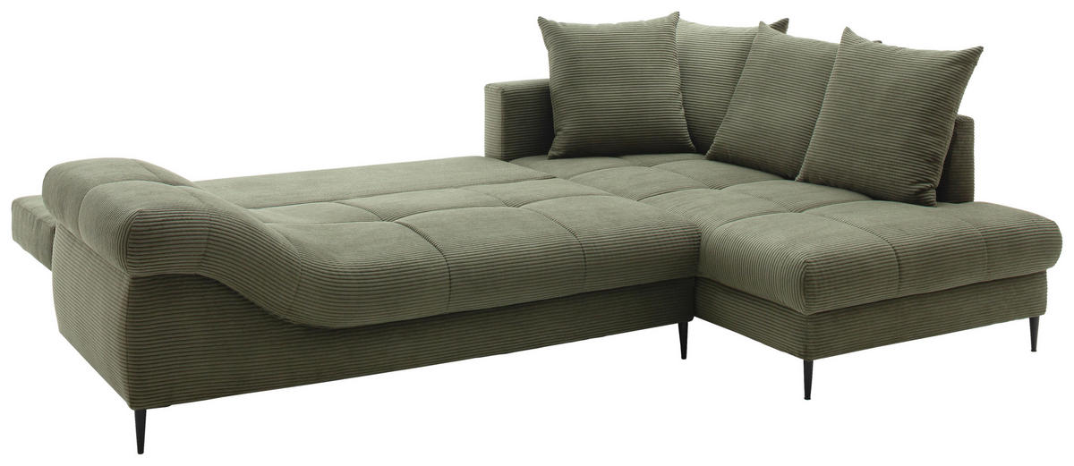 Ecksofa Oregon grün Microfaser B/H/T: ca. 299x92x205 cm Oregon - schwarz/grün (299,00/92,00/205,00cm)