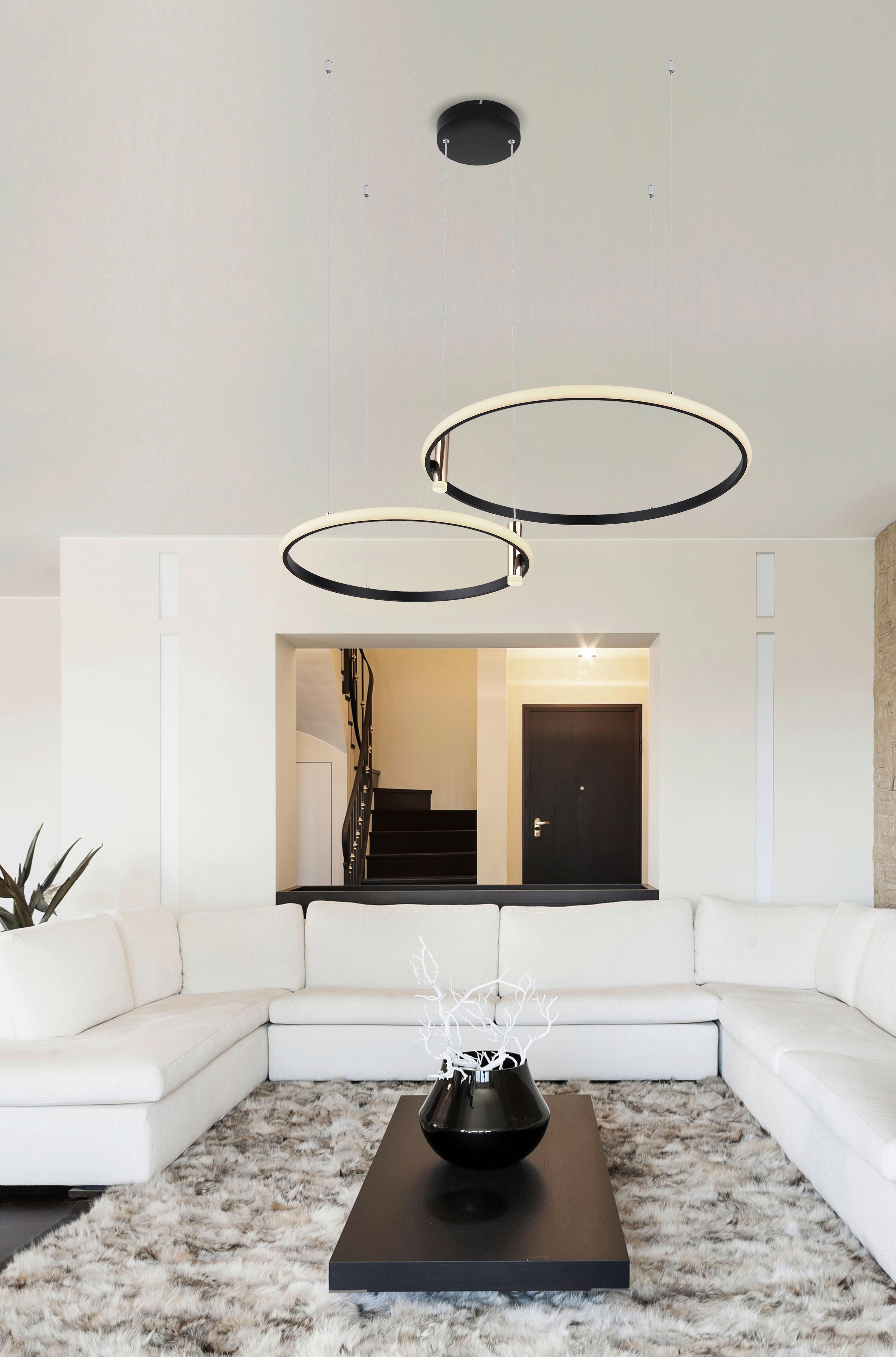 GLOBO LED-Deckenleuchte schwarz gold Metall B/H/T: ca. 70x150x102,5 cm COCO - gold/schwarz (70,00/150,00/102,50cm) - GLOBO