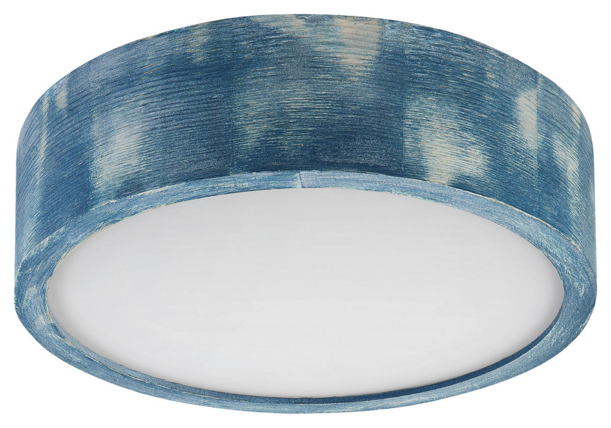 Lamkur Deckenleuchte hellbraun blau Glas Holz B/H/L: ca. 28x28x10 cm 1 Brennstellen Eveline - blau/hellbraun (10,00/28,00/28,00cm) - Lamkur