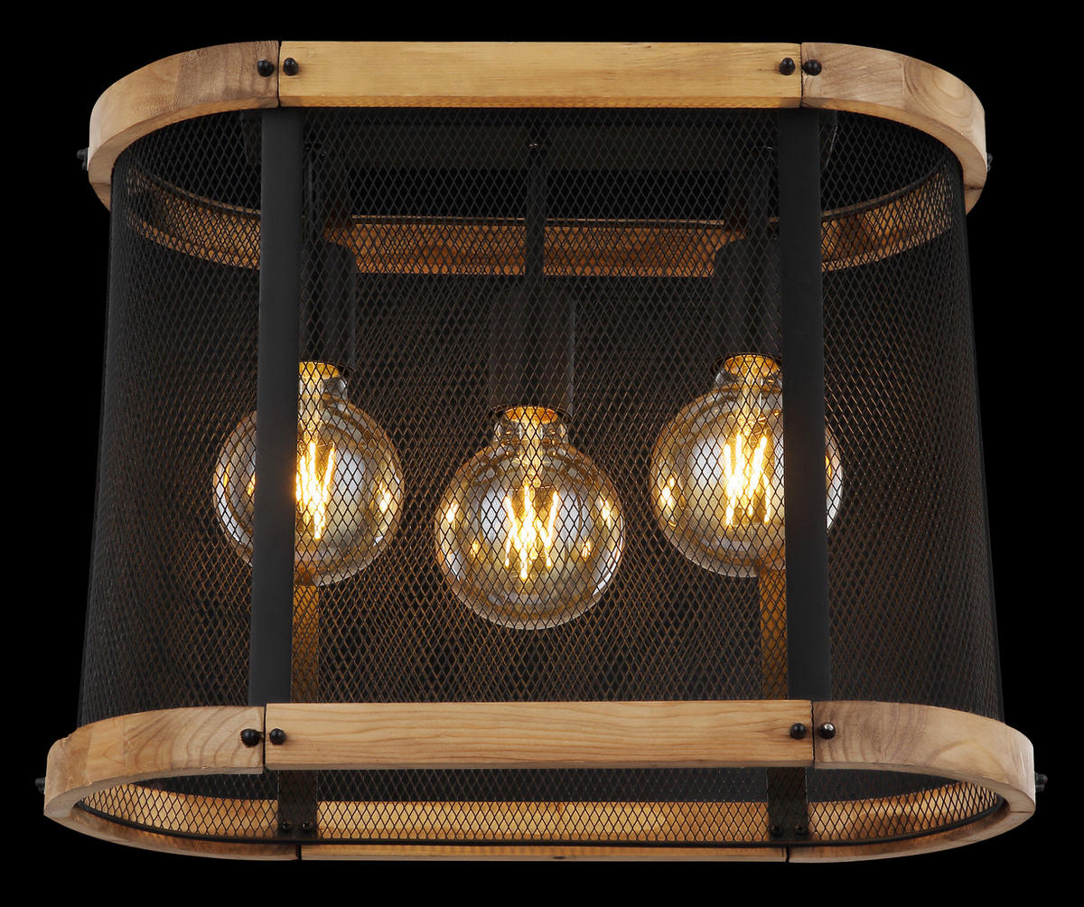 GLOBO Deckenleuchte 15661D Jeanie schwarz dunkelbraun Metall Holz B/H/T: ca. 45x38x20 cm E27 3 Brennstellen Jeanie - dunkelbraun/schwarz (45,00/38,00/20,00cm) - GLOBO