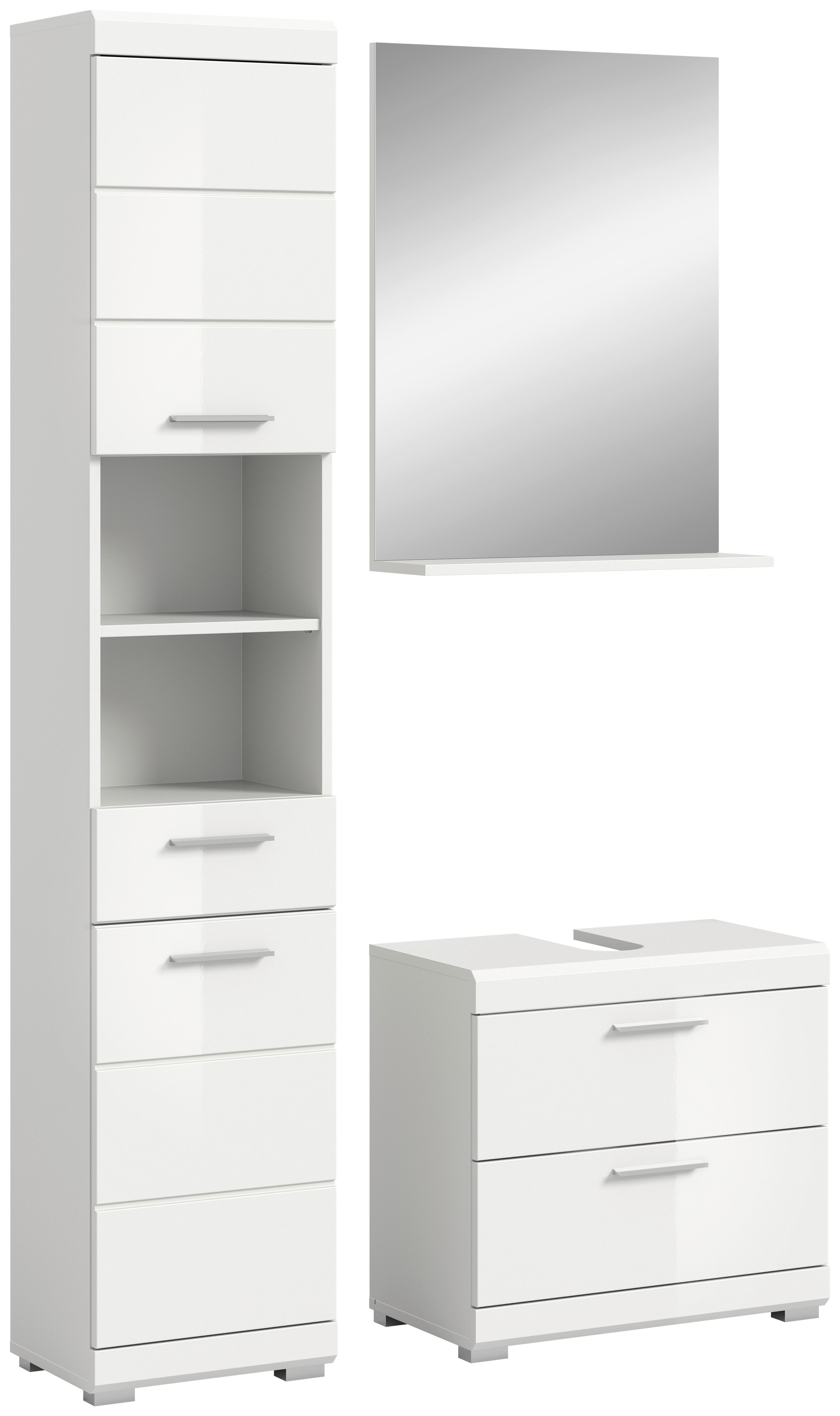 Badezimmer-Set Scout weiß weiß Hochglanz B/H/T: ca. 112x191x37 cm Scout - weiß (112,00/191,00/37,00cm) - xonox.home