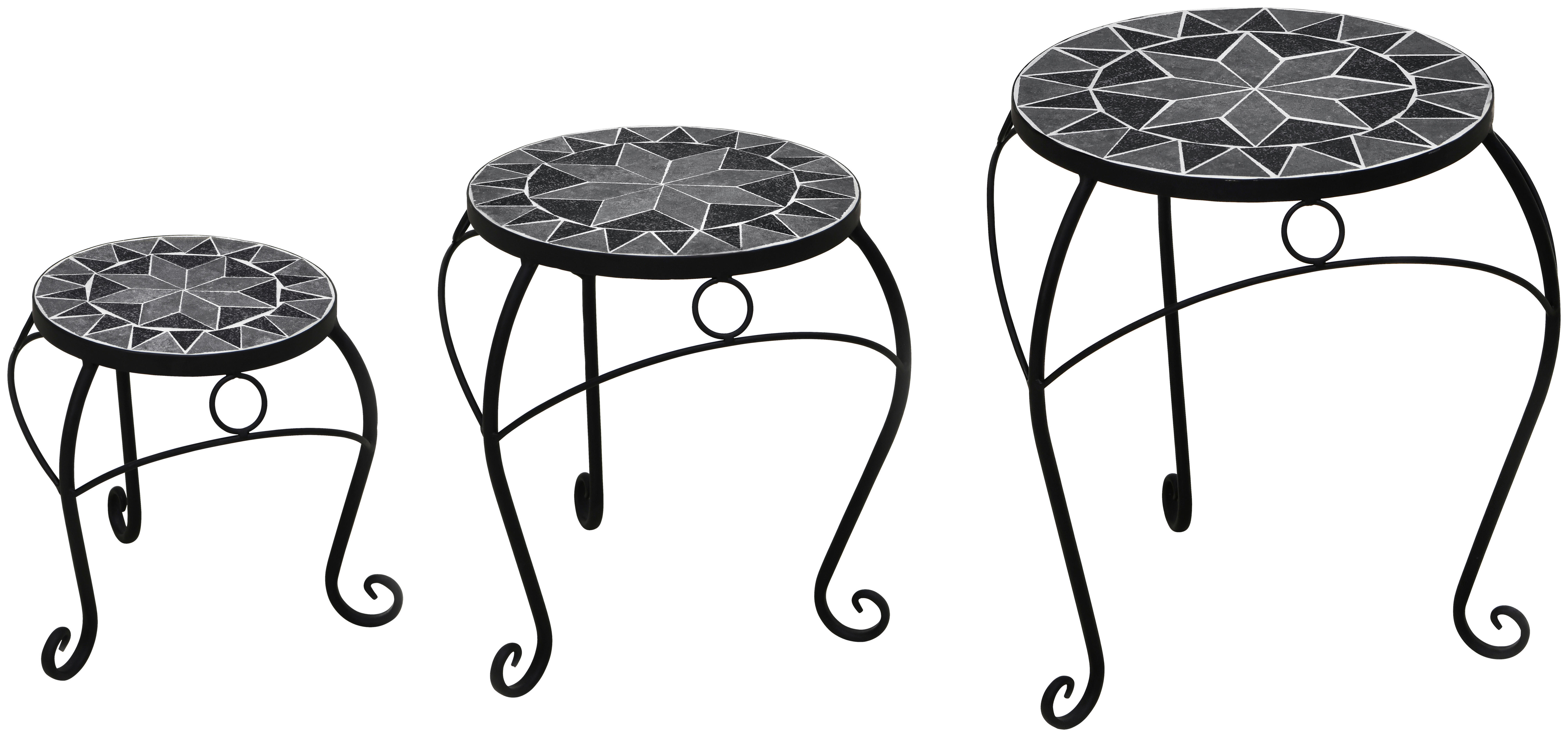 POCOline Beistelltisch Mosaik schwarz Metall H/D: ca. 41x32 cm Mosaik - schwarz/anthrazit (32,00/41,00cm) - POCOline
