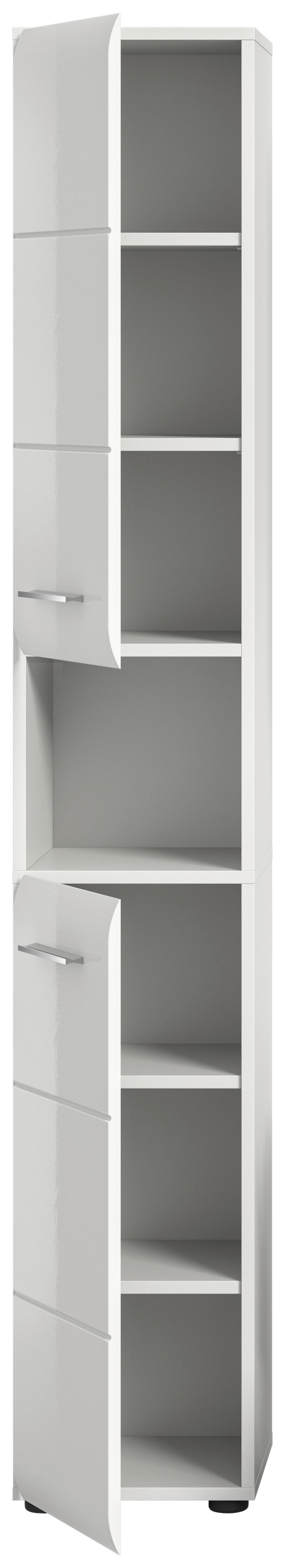 Hochschrank Ice weiß weiß Hochglanz B/H/T: ca. 30x185x30 cm Ice - weiß (30,00/185,00/30,00cm) - xonox.home