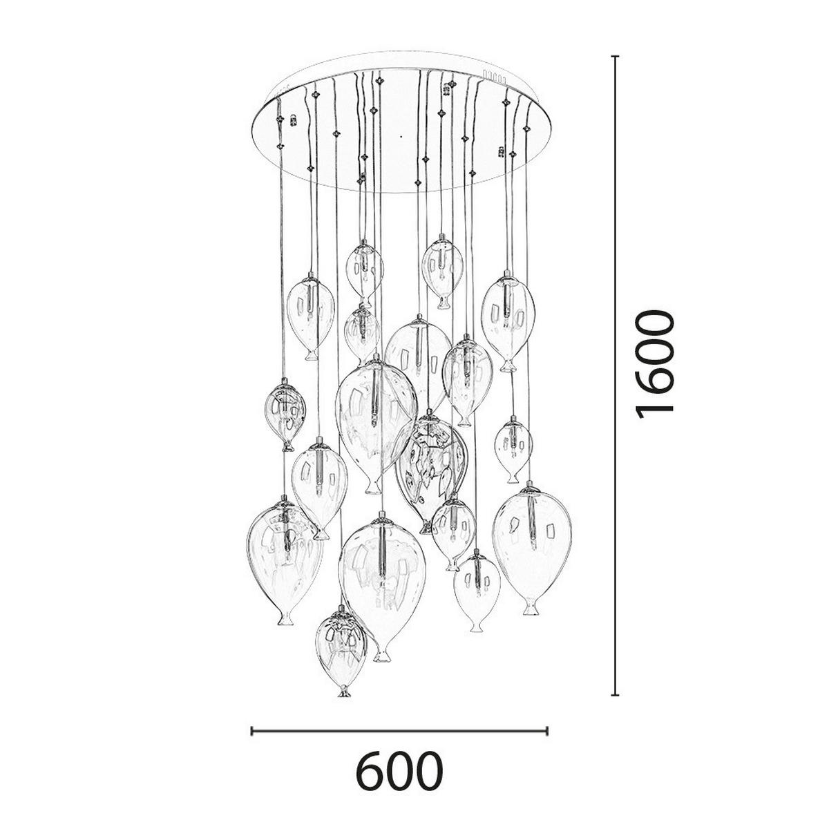 SPOT Light Pendelleuchte Balloon silber multicolor H/D: ca. 160x60 cm null 18 Brennstellen Balloon - multicolor/silber (60,00/160,00cm) - SPOT Light