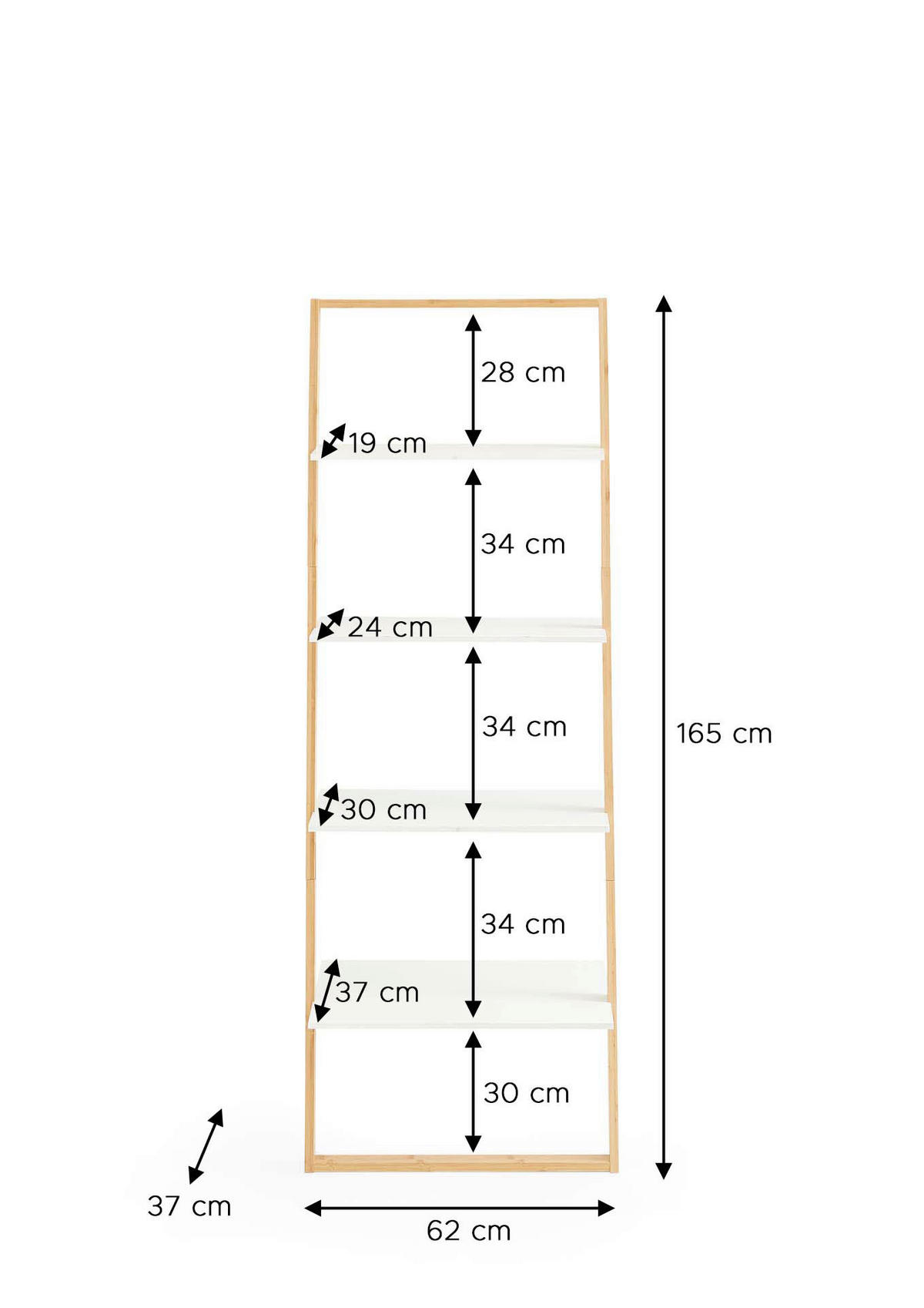 Regal natur weiß B/H/T: ca. 61x164x37 cm KLEINMÖBEL Regal - weiß/natur (61,00/164,00/37,00cm) - xonox.home
