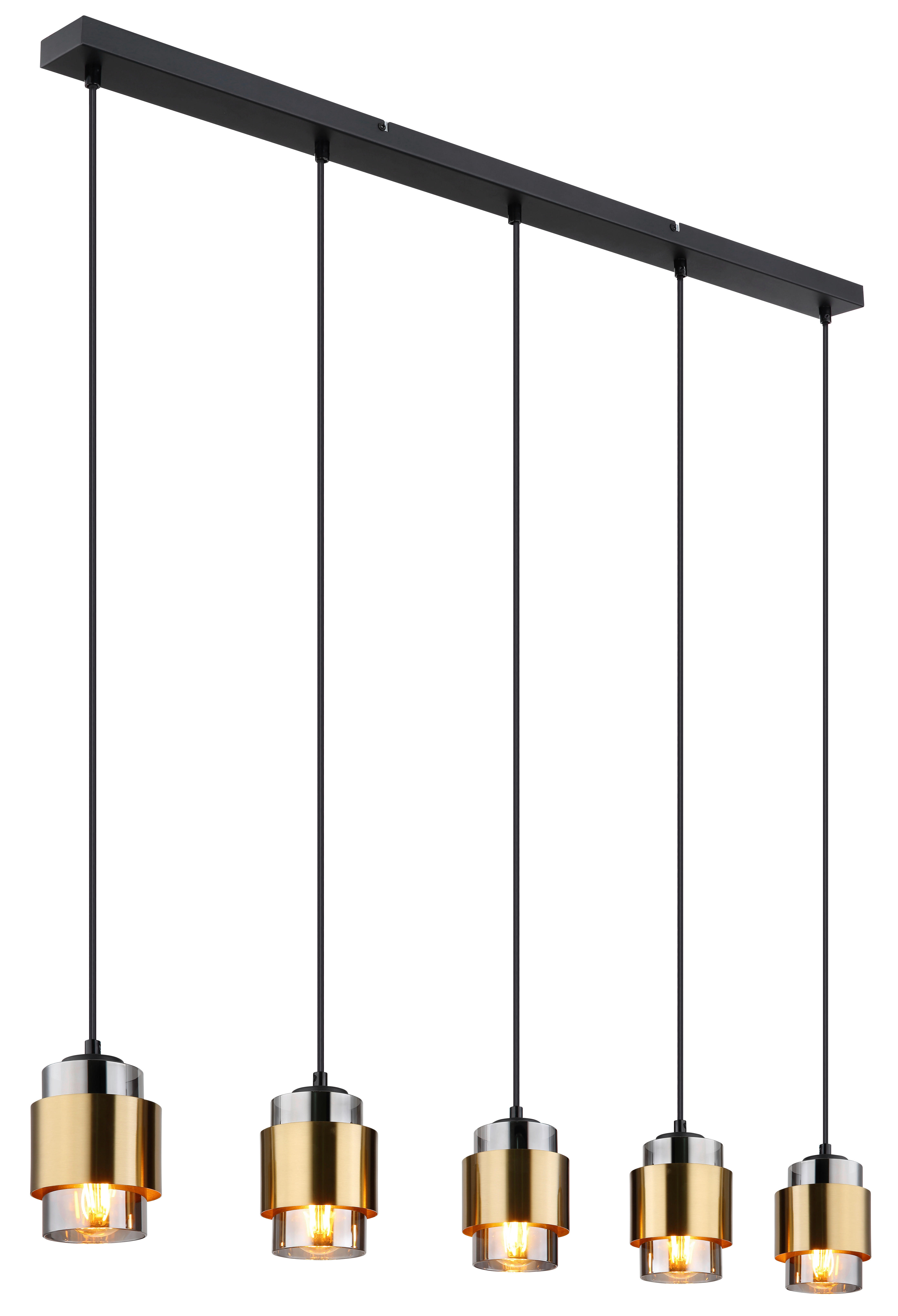 GLOBO Pendelleuchte messing schwarz Metall B/H/T: ca. 10x150x105 cm E27 5 Brennstellen MILLEY - messing/schwarz (10,00/150,00/105,00cm) - GLOBO