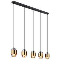 GLOBO Pendelleuchte messing schwarz Metall B/H/T: ca. 10x150x105 cm E27 5 Brennstellen MILLEY - messing/schwarz (10,00/150,00/105,00cm) - GLOBO