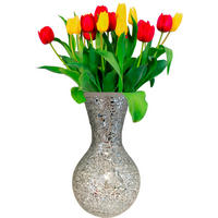 POCOline Vase silber Glas B/H/L: ca. 15x27x15 cm Vase_Mosaik - silber (15,00/15,00/27,00cm) - POCOline