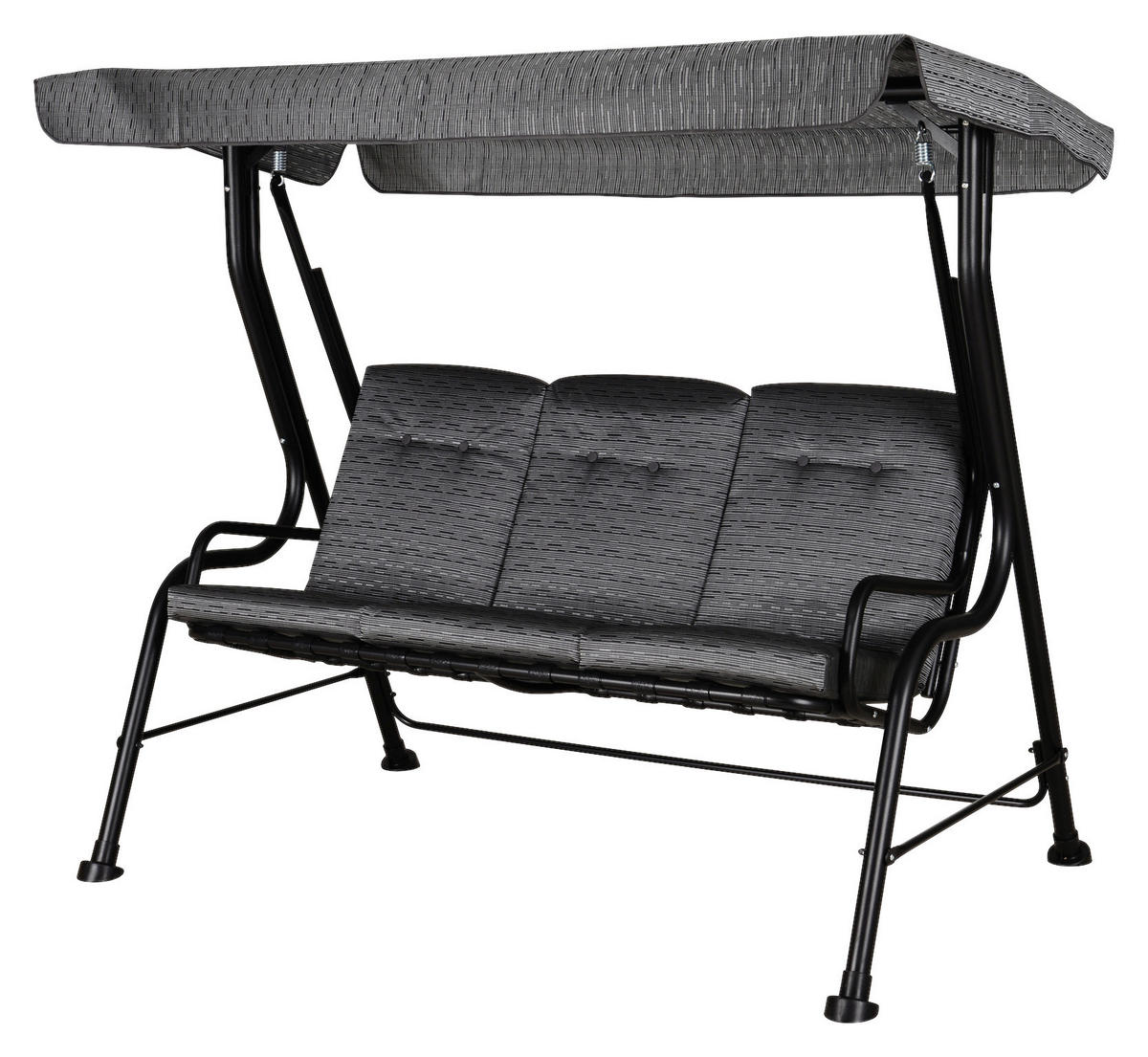 Outsunny Hollywoodschaukel schwarz Stahl B/H/T: ca. 200x170x120 cm Hollywoodschaukel_3-Sitzer - schwarz (200,00/170,00/120,00cm) - Outsunny