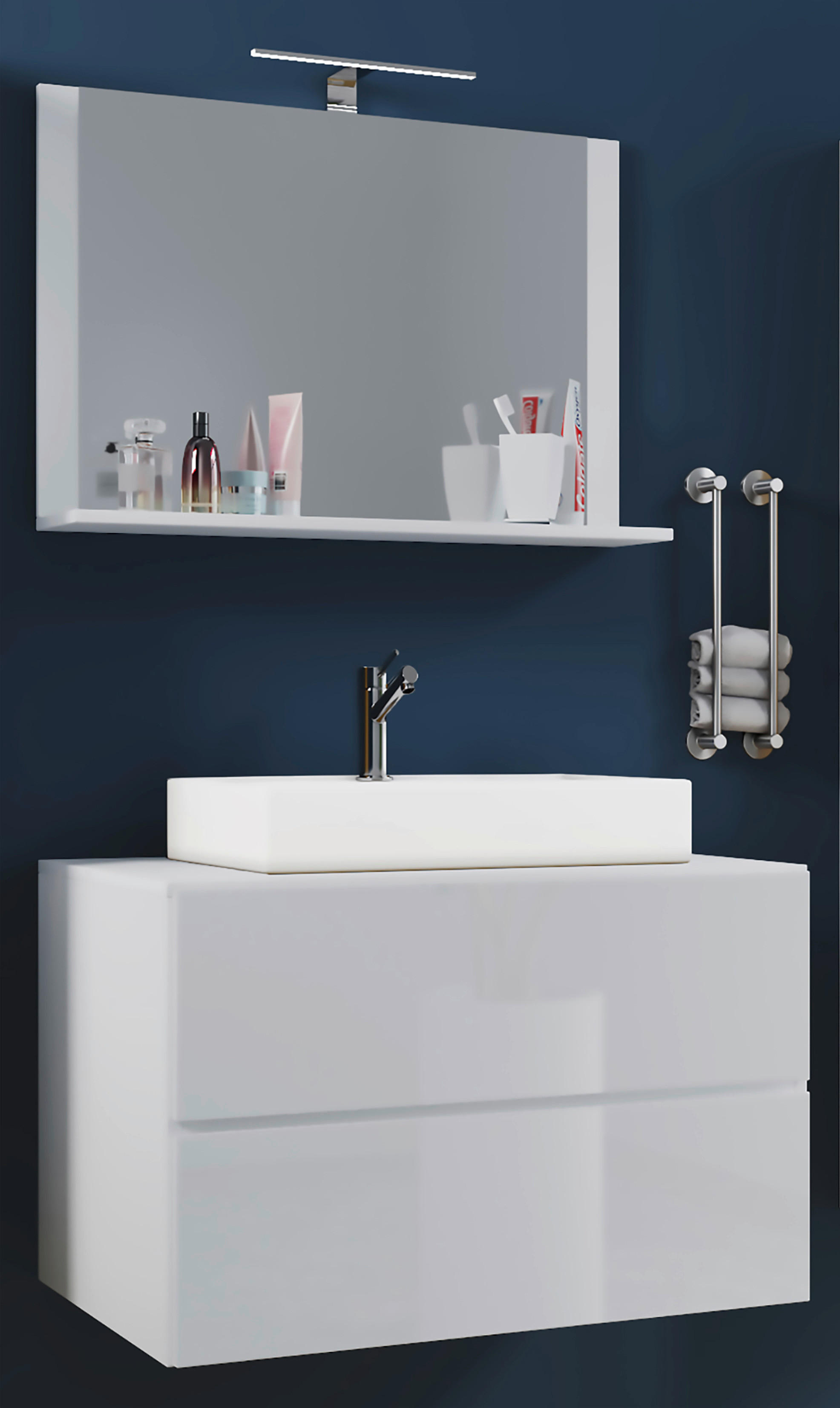 Waschplatz 3tlg-Lendas weiß weiß B/H/T: ca. 61x134x51,4 cm 3tlg-Lendas - weiß (61,00/134,00/51,40cm) - VCM Möbel