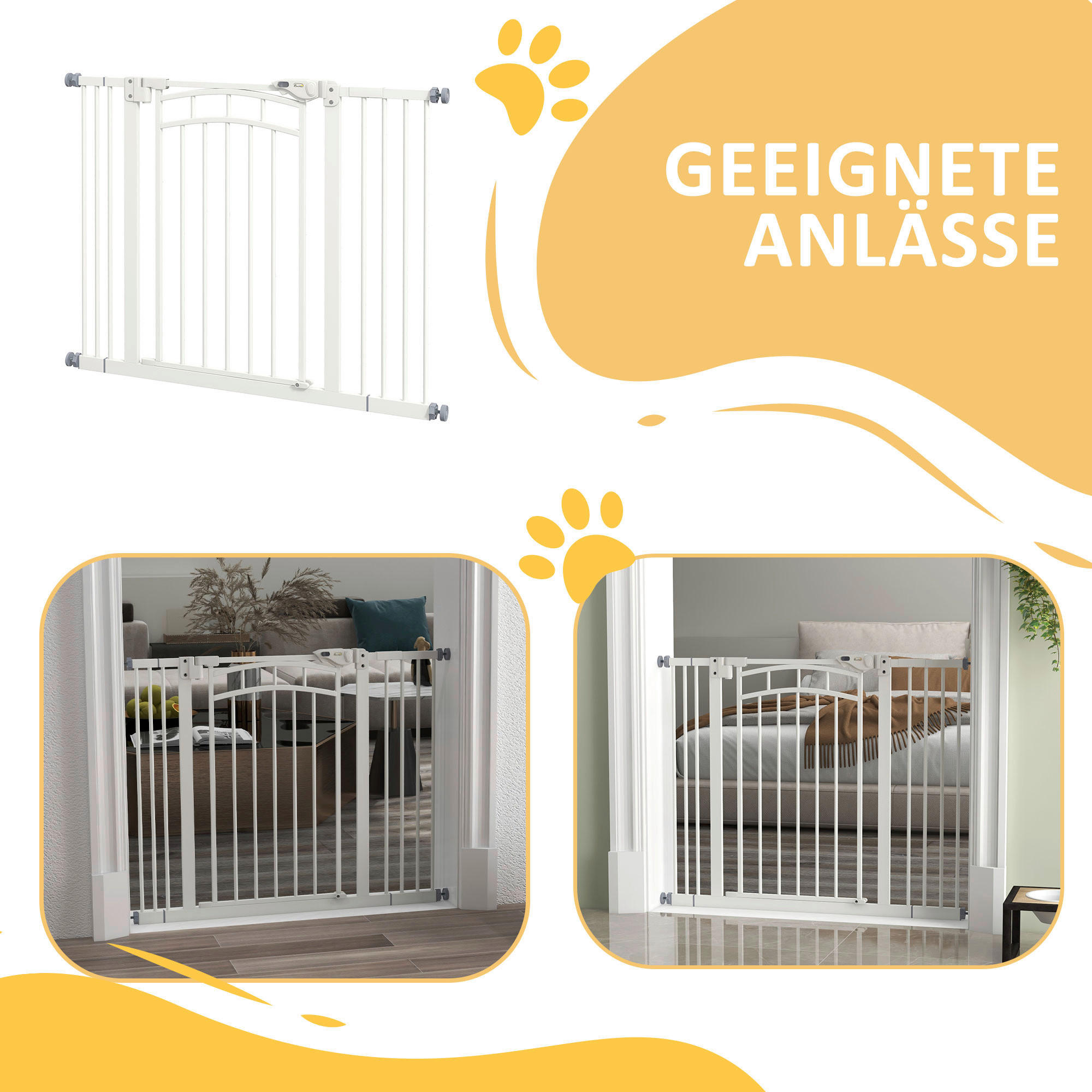 PawHut Türschutzgitter weiß Stahl B/H/L: ca. 4x76x100 cm Türschutzgitter - weiß (100,00/4,00/76,00cm) - PawHut