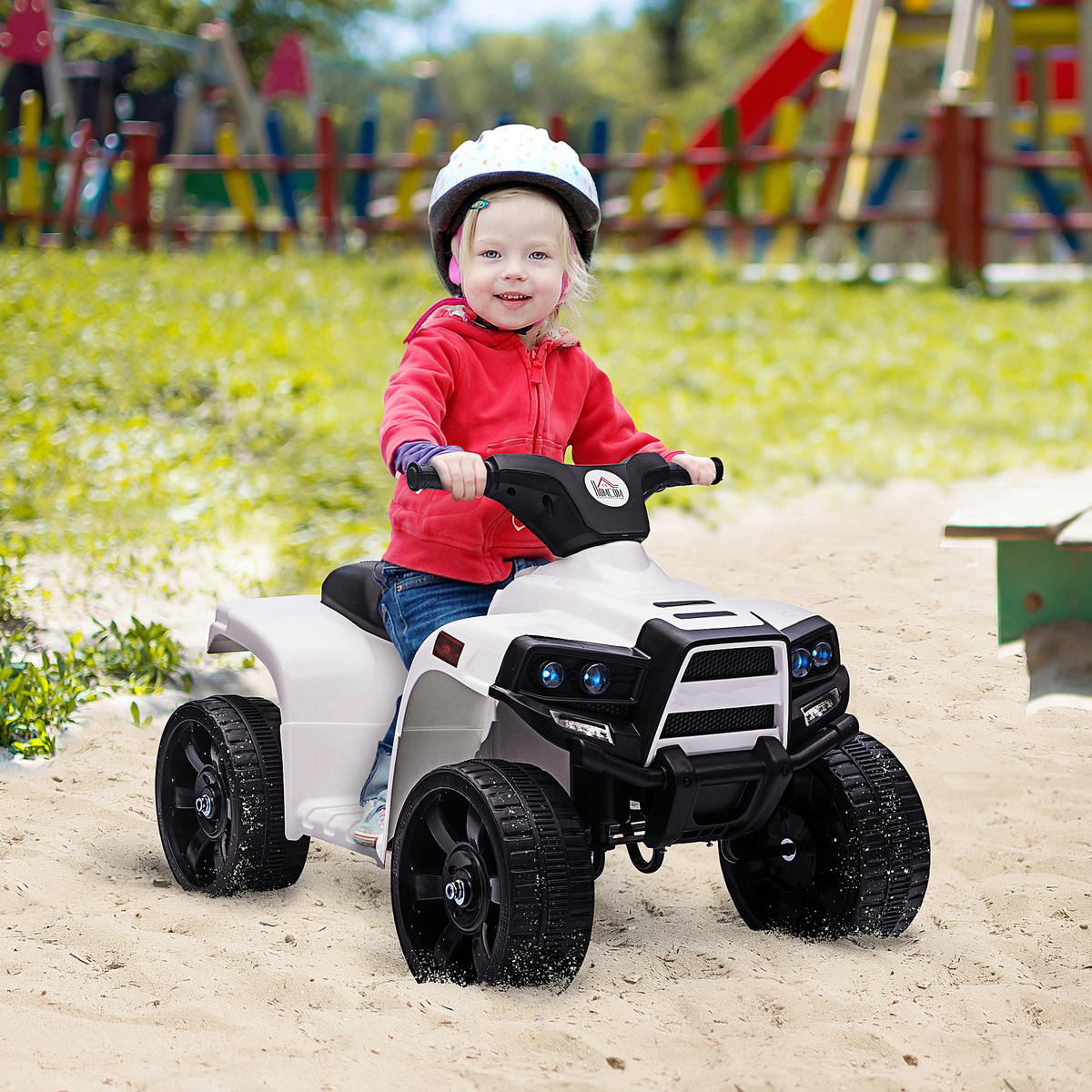 HOMCOM Kinder-Elektroquad schwarz B/H/L: ca. 65x43x40 cm Kinder-Elektroquad - weiß/schwarz (40,00/65,00/43,00cm) - HOMCOM
