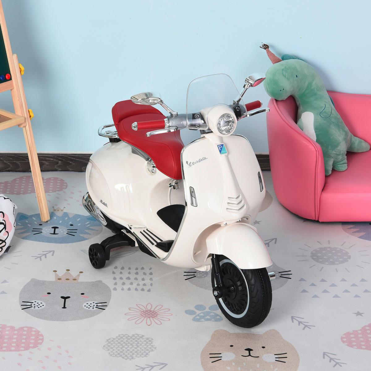 HOMCOM Kinder-Elektro-Motorrad Vespa creme B/H/L: ca. 49x75x108 cm Vespa - creme (108,00/49,00/75,00cm) - HOMCOM