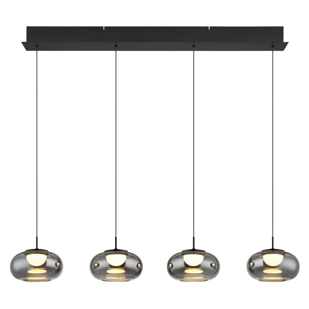 Thumbnail - GLOBO LED-Pendelleuchte mattschwarz Rauch schwarz Metall Glas B/H/T: ca. 110x150x20 cm 1.0 Brennstellen