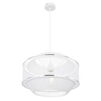 GLOBO Pendelleuchte Chrom weiß Metall H/D: ca. 150x45 cm E27 1 Brennstellen VIGATTO - weiß/Chrom (45,00/150,00cm) - GLOBO