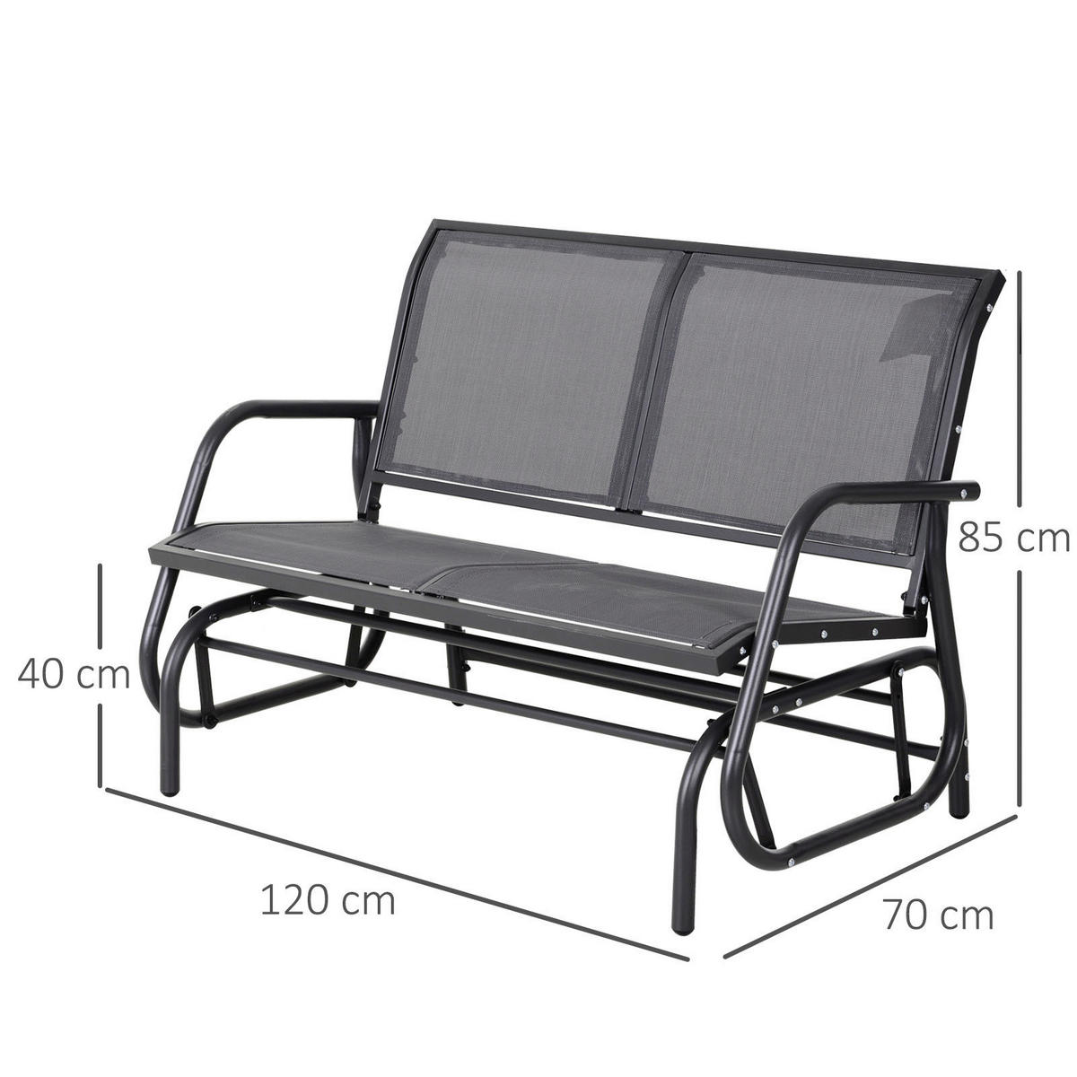 Outsunny Sitzbank grau Metall B/H/L: ca. 70x85x120 cm Sitzbank - grau (120,00/70,00/85,00cm) - Outsunny