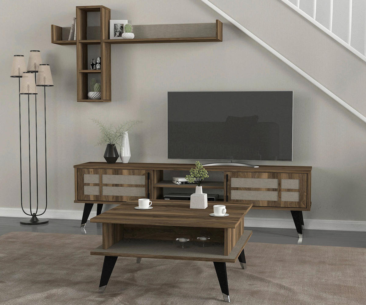 Couchtisch Logan walnuss Nachbildung grau B/H/T: ca. 72x38x72 cm Logan - walnuss/grau (72,00/38,00/72,00cm) - moebel17