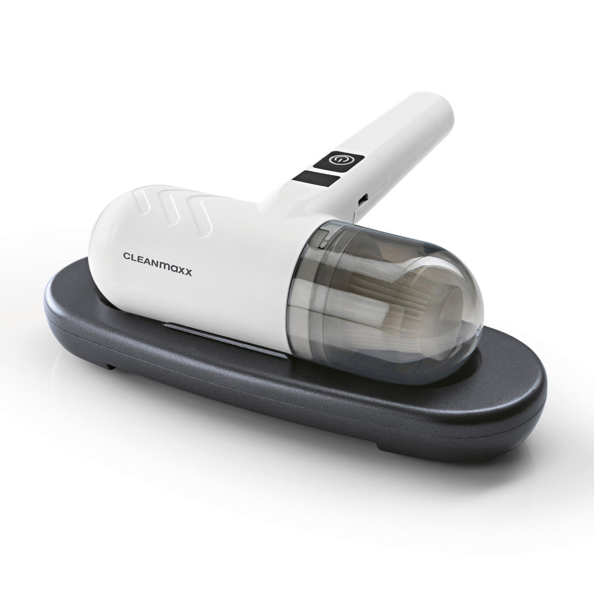 CLEANmaxx Handstaubsauger grau weiß Kunststoff B/H/L: ca. 17,7x7,7x22 cm Akku-Milbensauger 15440 - weiß/grau (22,00/17,70/7,70cm) - CLEANmaxx