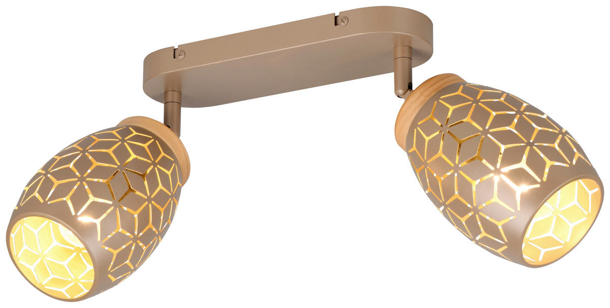 Reality Leuchten Spots kaffee gold Metall B/H/L: ca. 28x27x12 cm E14 2 Brennstellen Spot_Bidar_2 - gold/kaffee (12,00/28,00/27,00cm) - Reality Leuchten