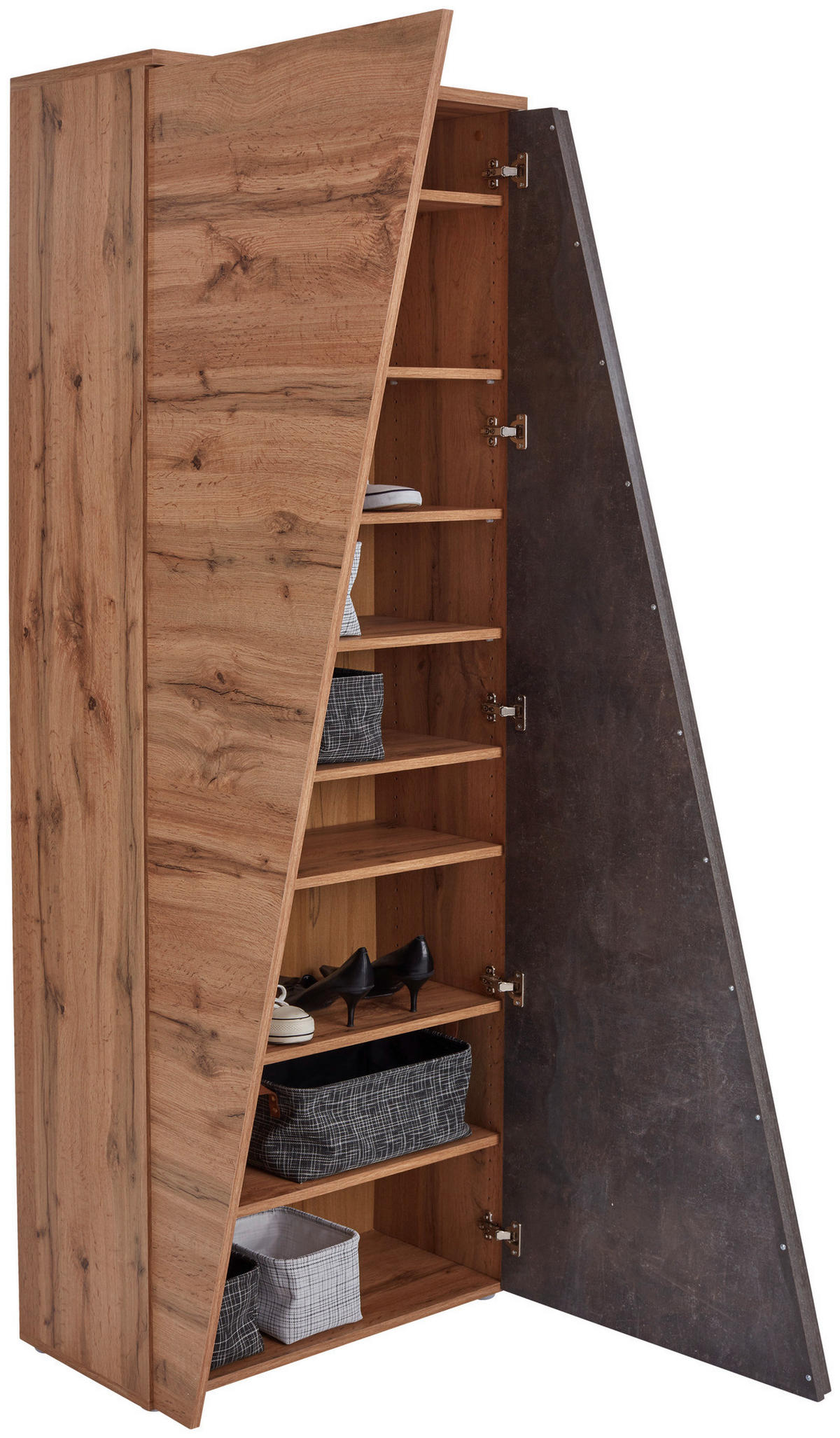 Garderobenschrank Venedig Eiche Wotan Nachbildung Beton dunkel Optik B/H/T: ca. 70x196x36 cm Venedig - Eiche (70,00/196,00/36,00cm)