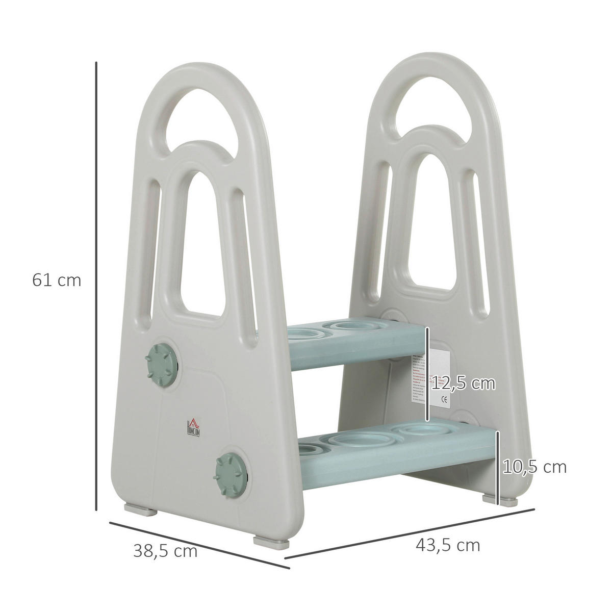 HOMCOM Hocker Polyethylen B/H/L: ca. 38,5x43,5x61 cm Trittschemel - blau (61,00/38,50/43,50cm) - HOMCOM