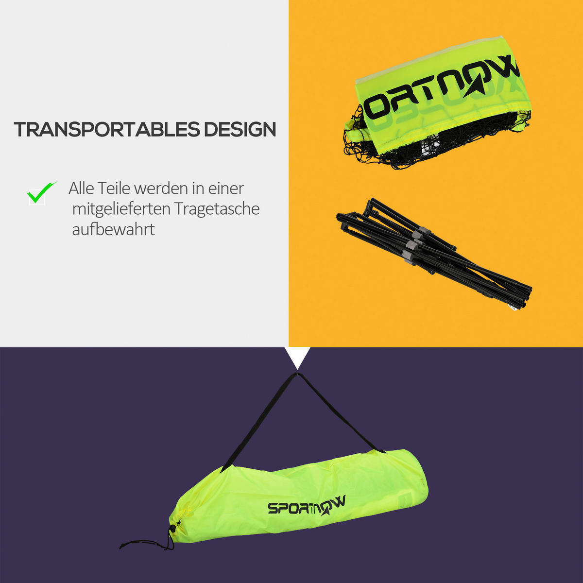 SPORTNOW Badmintonnetz gelb Nylon B/H/L: ca. 103x155x420 cm Badmintonnetz - gelb (420,00/103,00/155,00cm) - SPORTNOW
