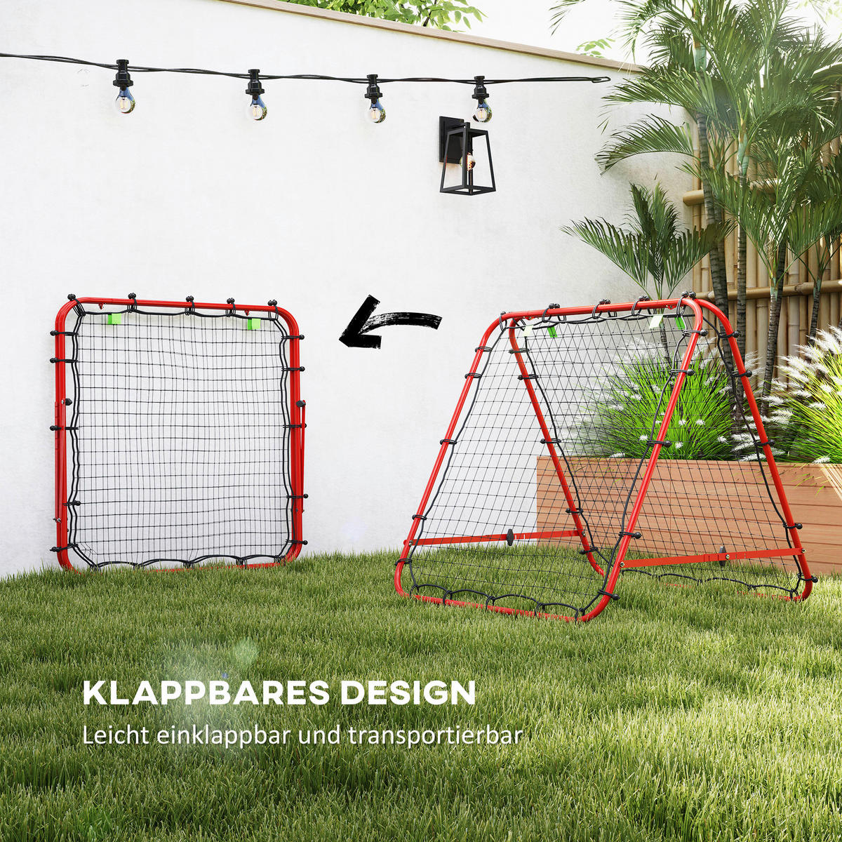 HOMCOM Fußball Rebounder rot Stahl B/H/L: ca. 95x90x100 cm Fußball Rebounder - rot (100,00/95,00/90,00cm) - HOMCOM