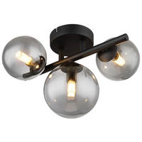 GLOBO Deckenleuchte 56133-3W Riha schwarz Metall Rauchglas B/H: ca. 21x28 cm 3 Brennstellen Riha - schwarz (21,00/28,00cm) - GLOBO