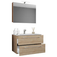 Waschplatz 3tlg-Badinos Eiche Sonoma Nachbildung B/H/T: ca. 60x50x46 cm 3tlg-Badinos - Eiche (60,00/50,00/46,00cm) - VCM Möbel