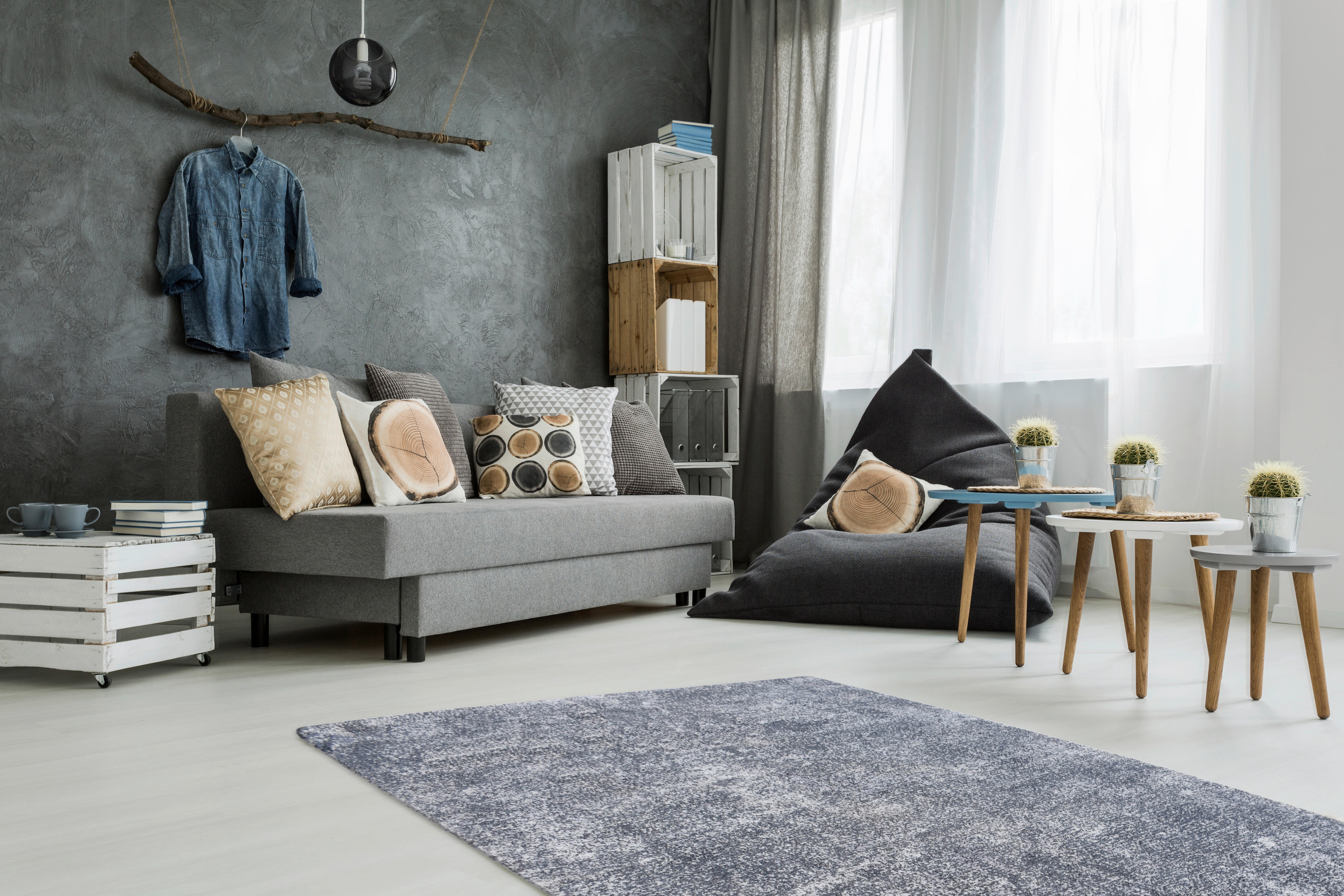 Thumbnail - Kayoom Kurzflorteppich Etna 110 hellblau B/H/L: ca. 80x0,9x150 cm