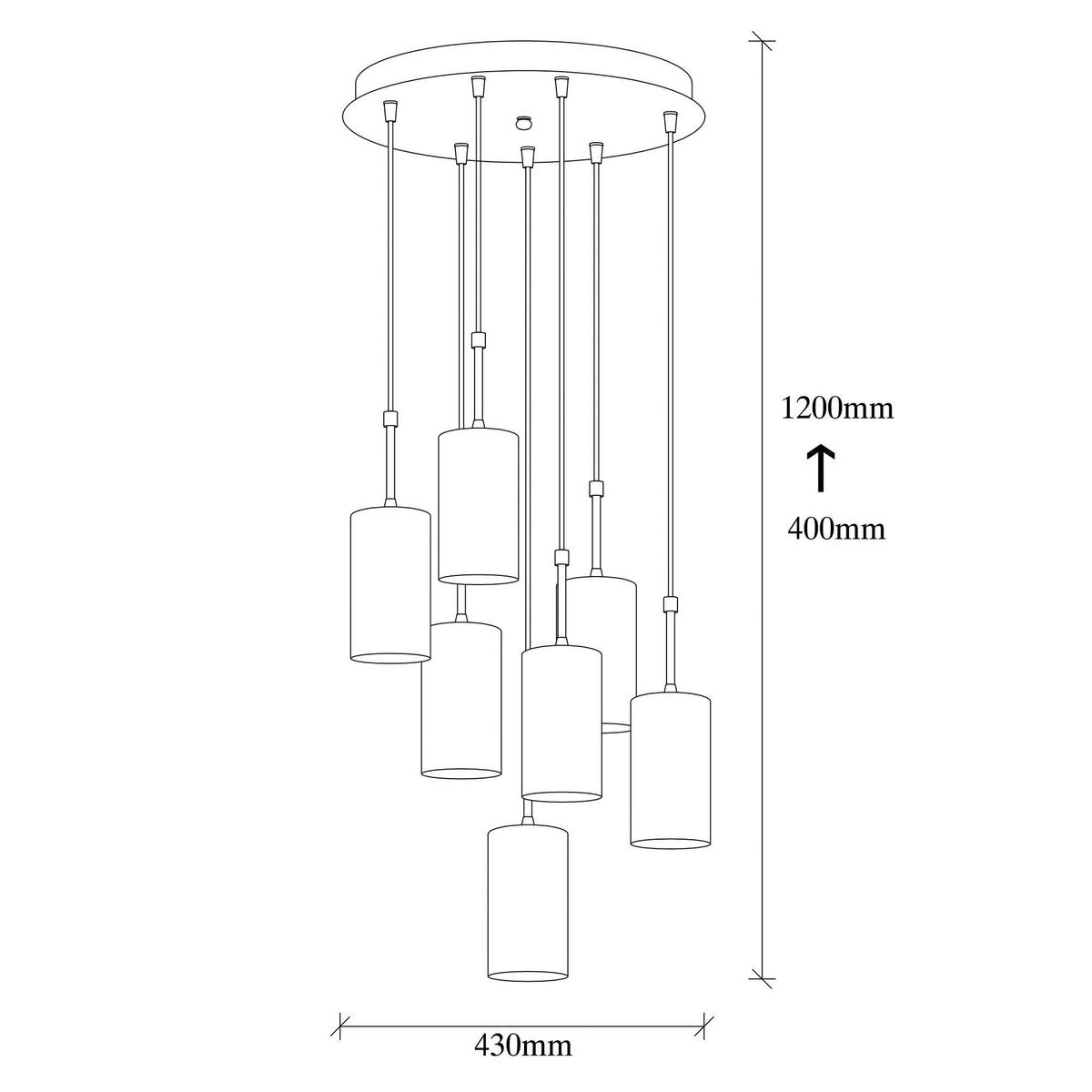 Opviq Pendelleuchte Kem schwarz gold B/H/T/L/D: ca. 43x120x43x43x43 cm E27 7 Brennstellen Kem - gold/schwarz (43,00/43,00/120,00cm) - Opviq