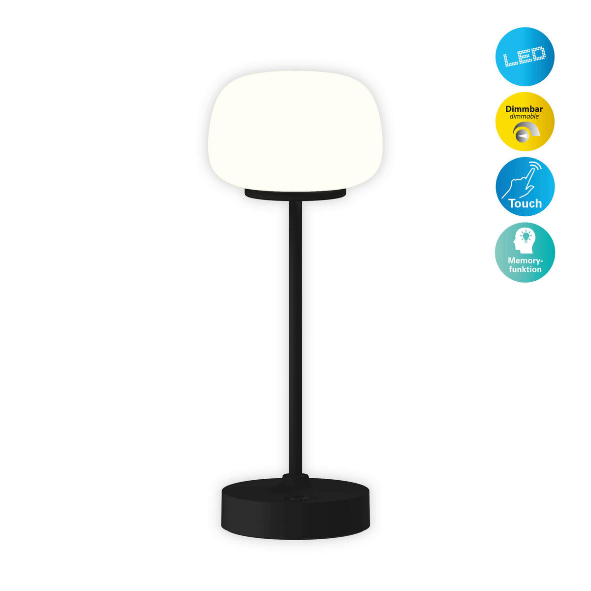 Näve Leuchten LED-Tischleuchte schwarz Glas Metall B/H/T/D: ca. 10,5x30x10,5x10,5 cm PINA - schwarz (10,50/30,00/10,50cm) - Näve Leuchten
