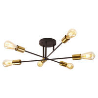 Searchlight Deckenleuchte messing schwarz Stahl B/H/D: ca. 64x20x64 cm E27 6 Brennstellen Armstrong - messing/schwarz (64,00/20,00cm) - Searchlight