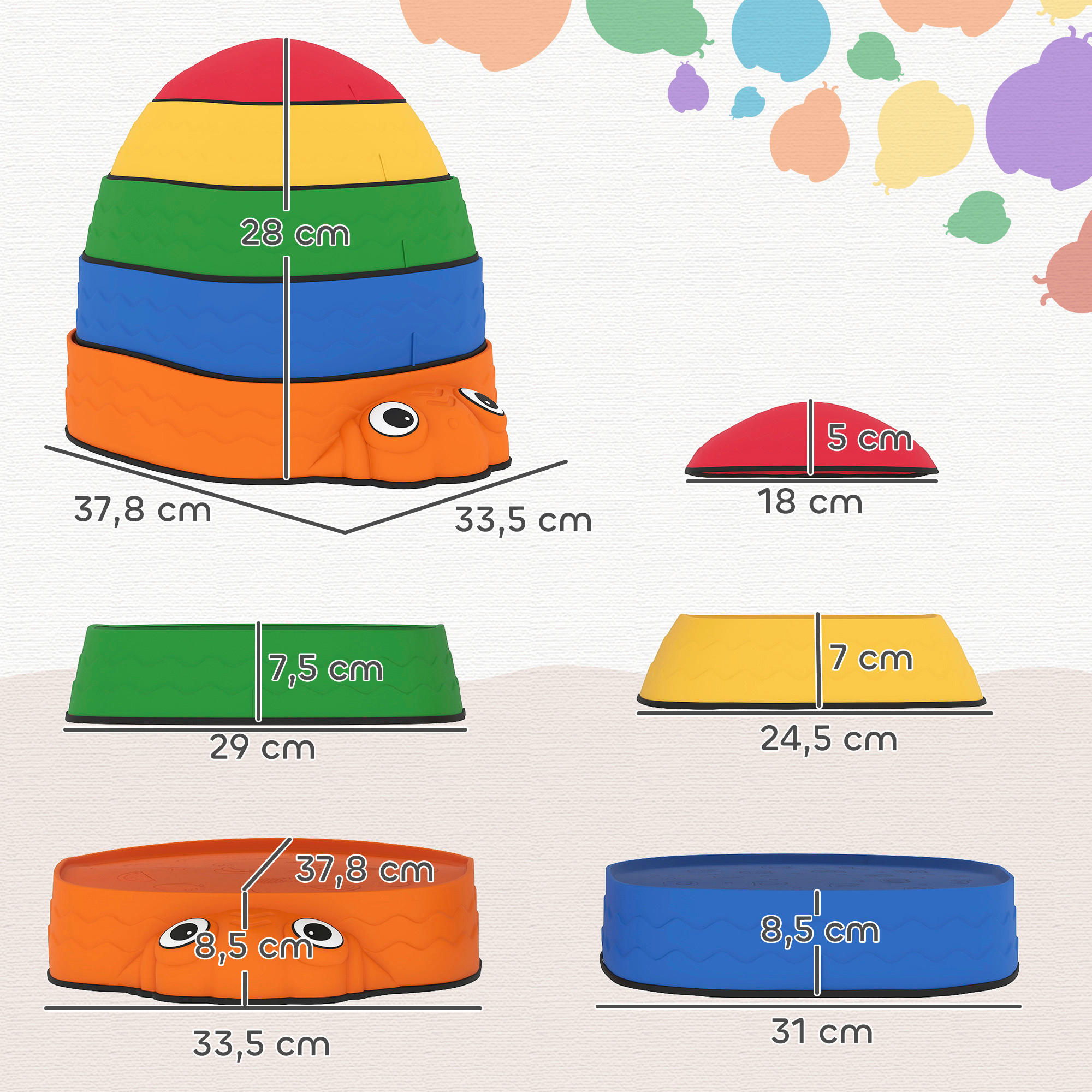 Thumbnail - AIYAPLAY Balanciersteine mehrfarbig B/H/L: ca. 33,5x28x37,8 cm