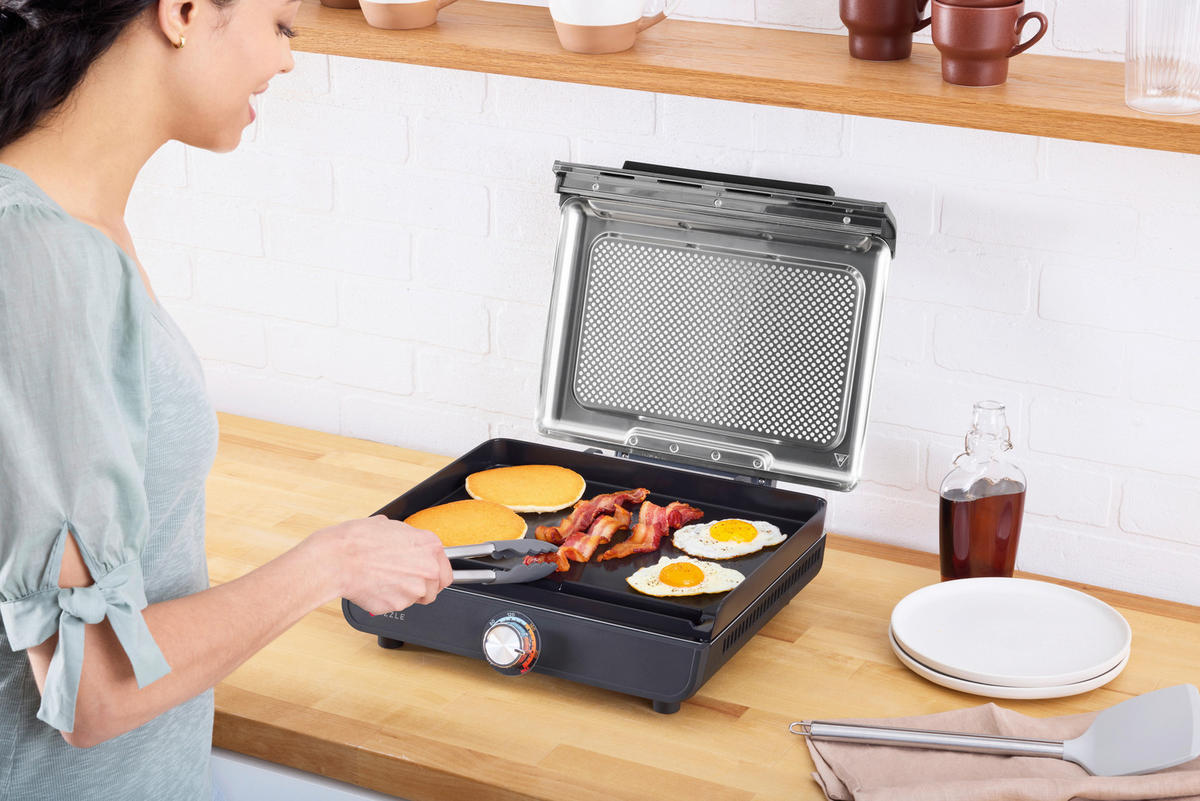 Ninja Grillplatte schwarz Edelstahl Aluminium B/H/L: ca. 7x13x37,5 cm Sizzle GR101EU - schwarz (37,50/7,00/13,00cm) - Ninja