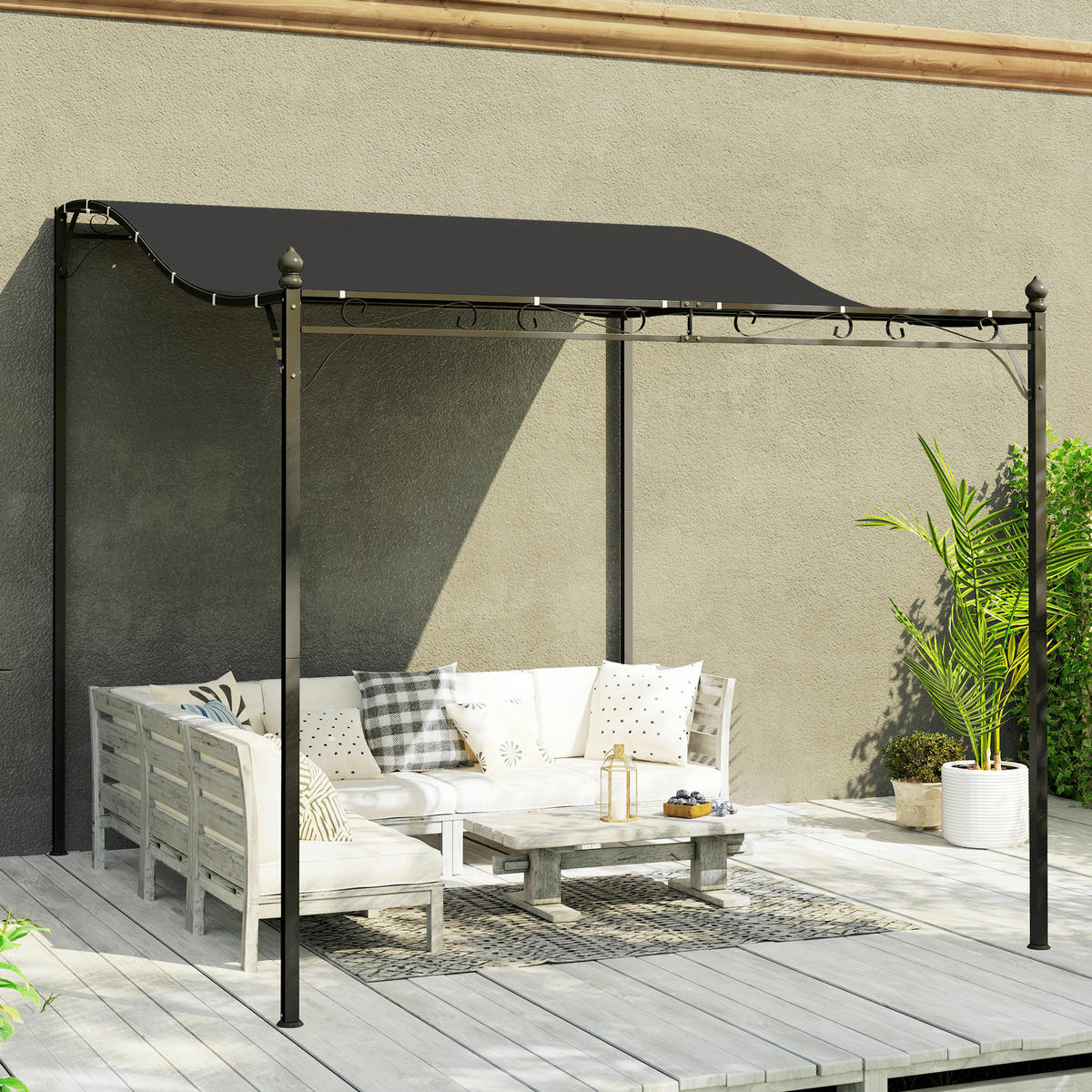 Outsunny Anbaupavillon dunkelgrau Metall B/H/L: ca. 298x250x248 cm Anbaupavillon - dunkelgrau (248,00/298,00/250,00cm) - Outsunny
