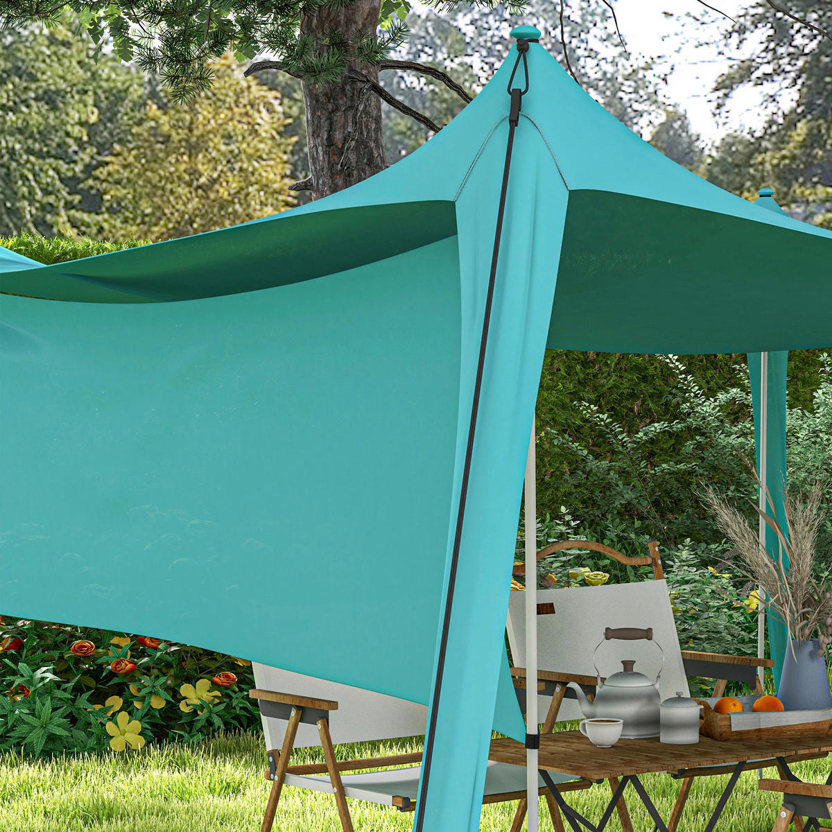 Outsunny Campingartikel B/H/L: ca. 300x300x200 cm Campingzelt - blau (200,00/300,00/300,00cm) - Outsunny