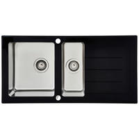 Respekta Einbauspüle New York 100 x 50 S schwarz Glas Edelstahl B/H/T: ca. 100x21x50 cm New York 100 x 50 S - schwarz (100,00/21,00/50,00cm) - Respekta