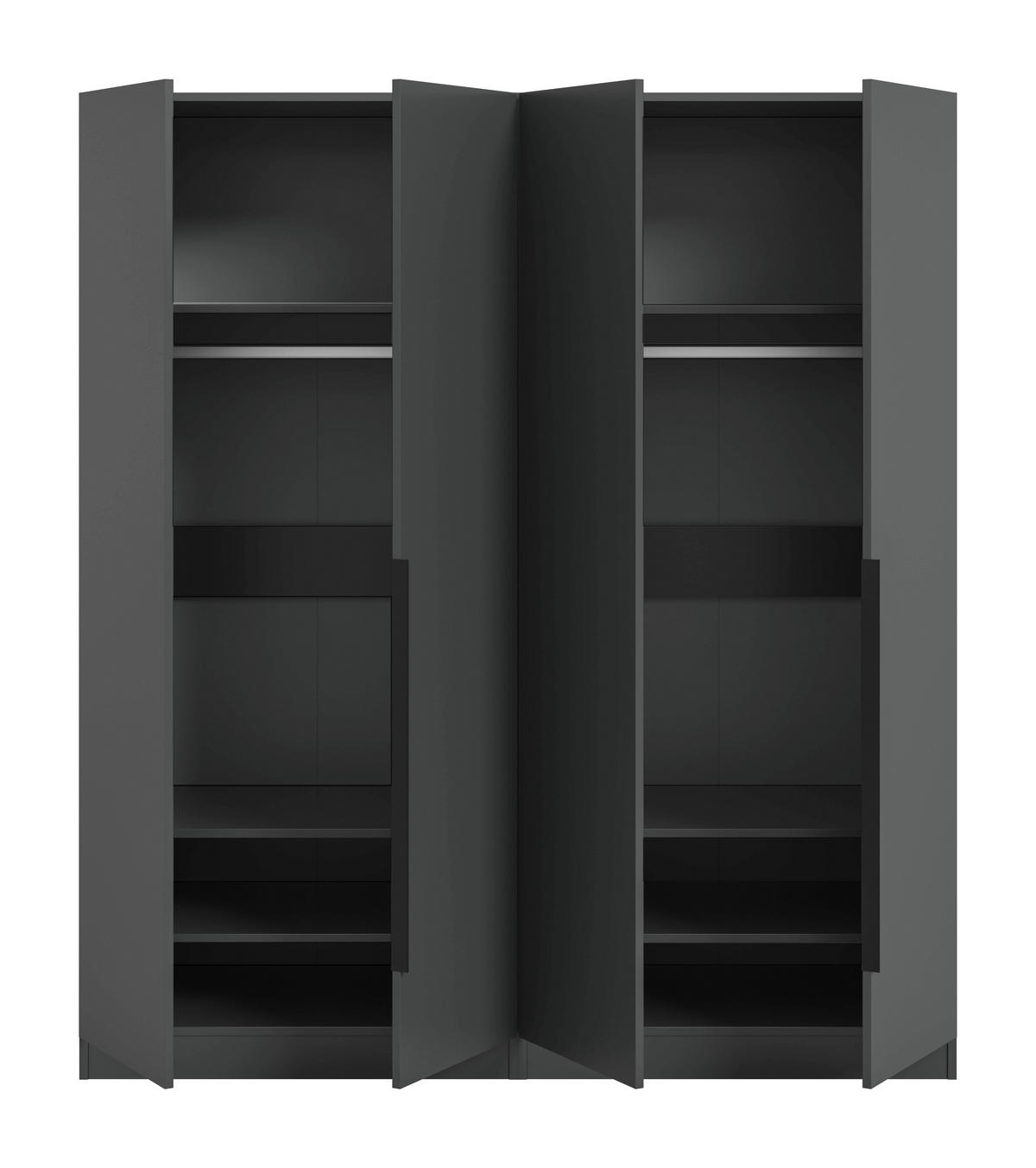 Kleiderschrank KOPENHAGEN anthrazit B/H/T: ca. 160x181x52 cm KOPENHAGEN - anthrazit (160,00/181,00/52,00cm) - xonox.home