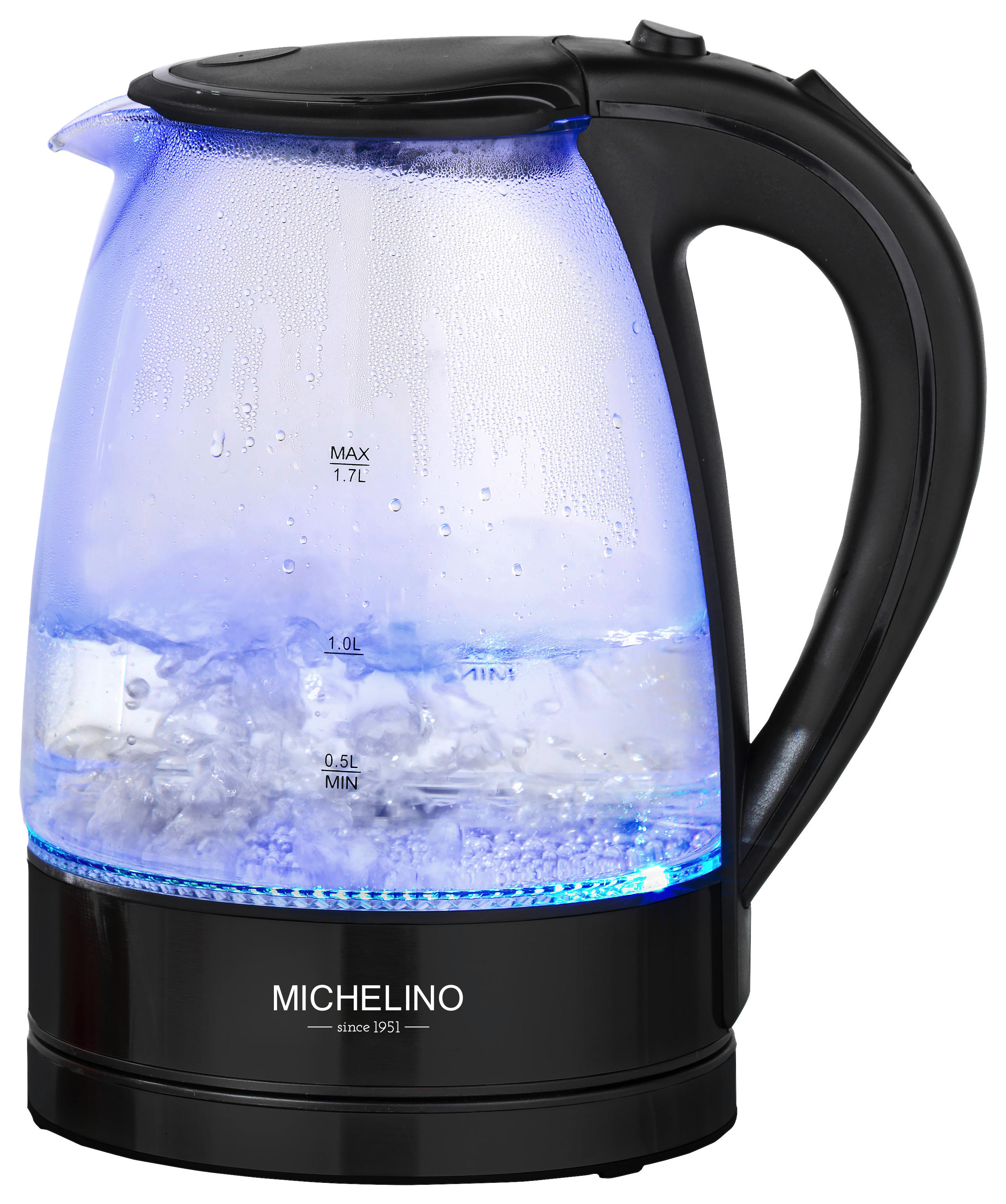 Scheffler ET1505 Led Glas Wasserkocher 1,7Lit 360° Schnurlos 2200W neon Orange 