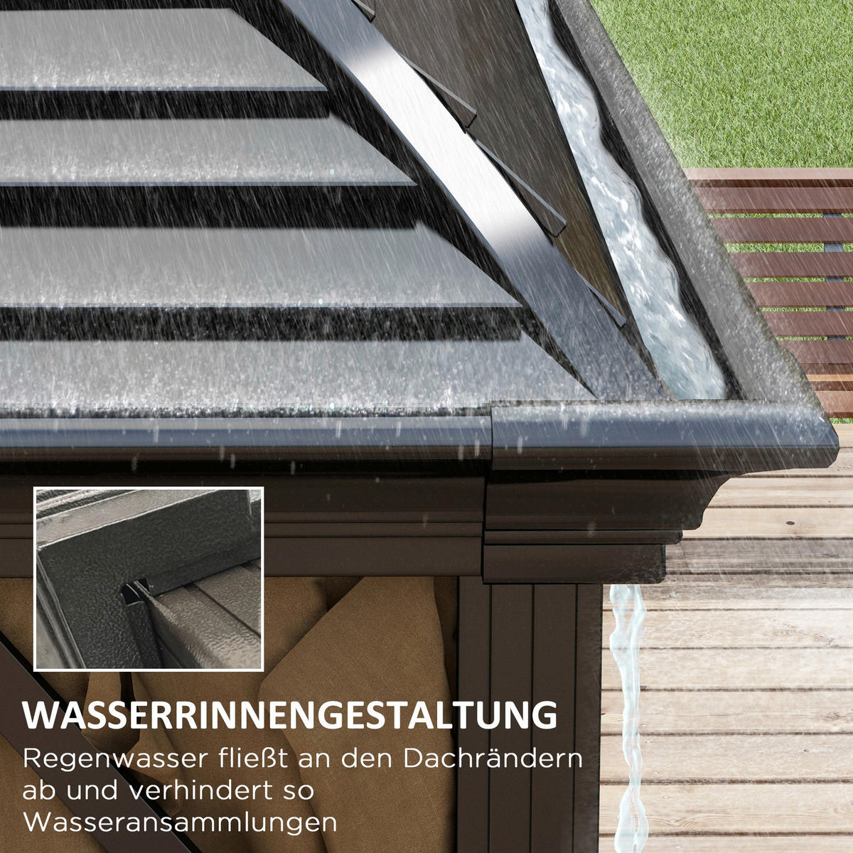 Outsunny Pavillon braun Aluminium B/H/L: ca. 298x280x398 cm Pavillon - braun (398,00/298,00/280,00cm) - Outsunny