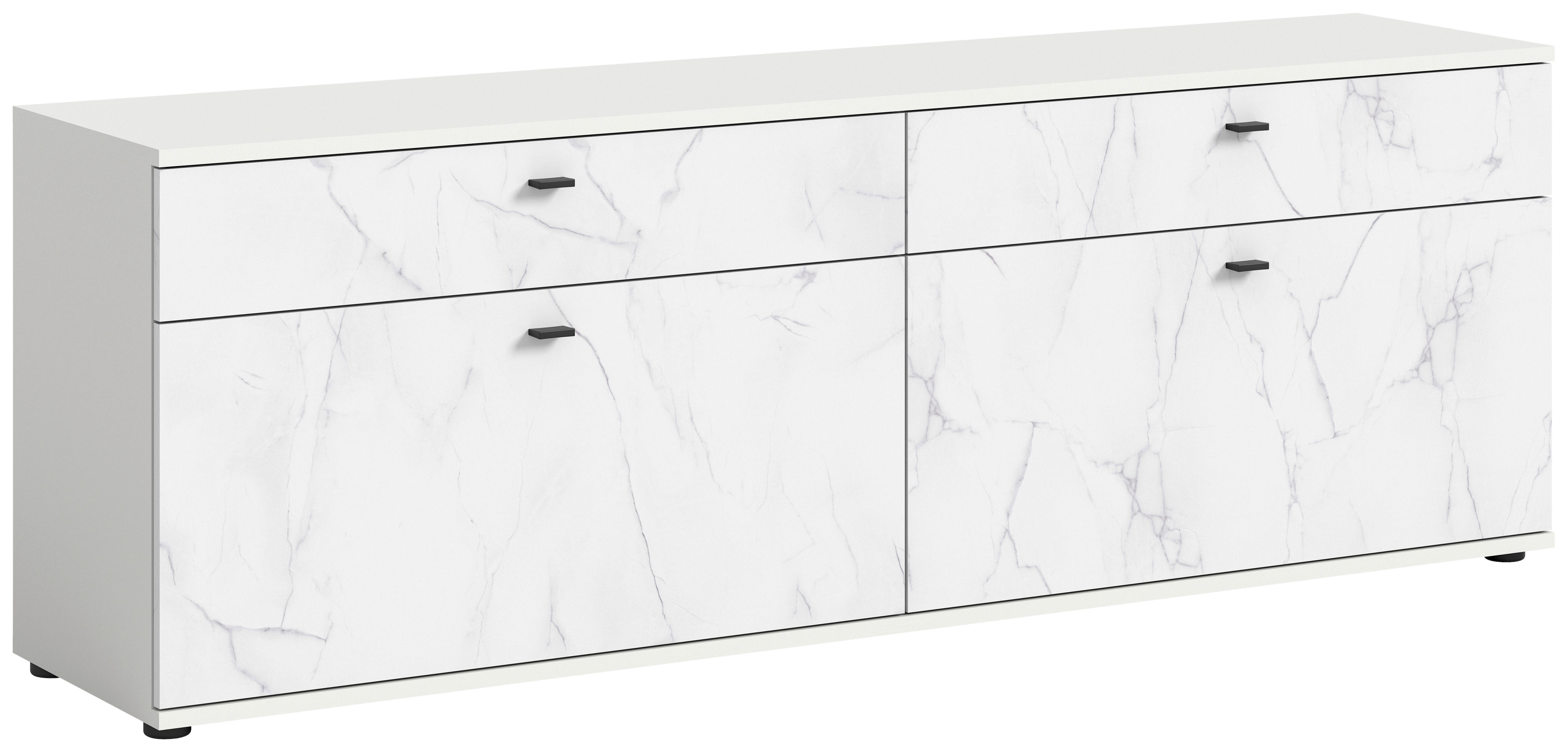 TV-Lowboard Stone weiß Marmoroptik B/H/T: ca. 180x62x41 cm Stone - weiß/Marmoroptik (180,00/62,00/41,00cm)
