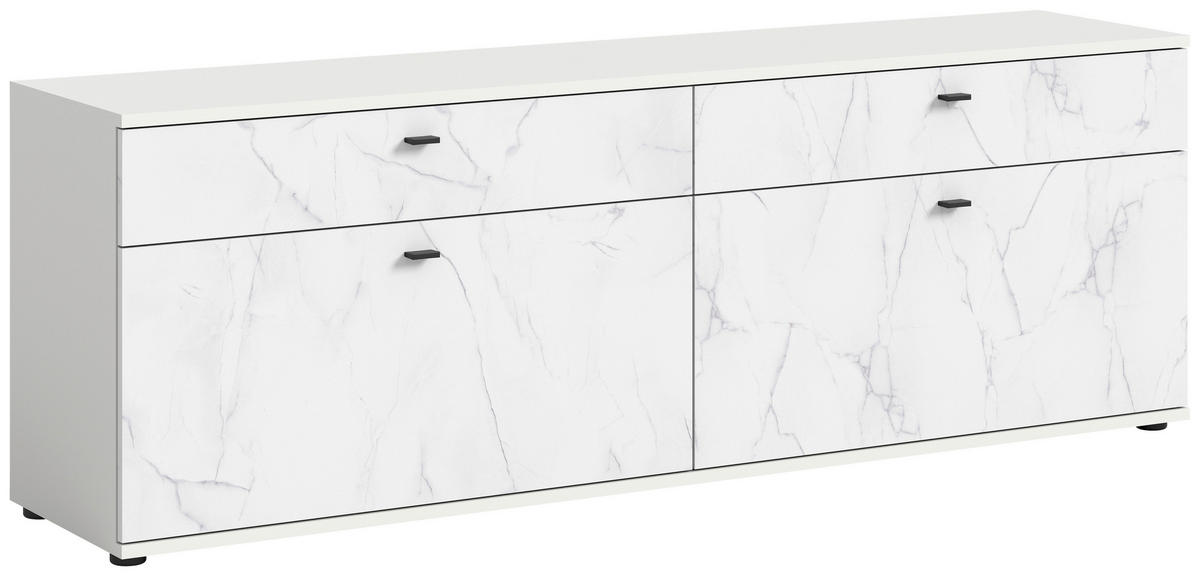 TV-Lowboard Stone weiß Marmoroptik B/H/T: ca. 180x62x41 cm Stone - weiß/Marmoroptik (180,00/62,00/41,00cm)