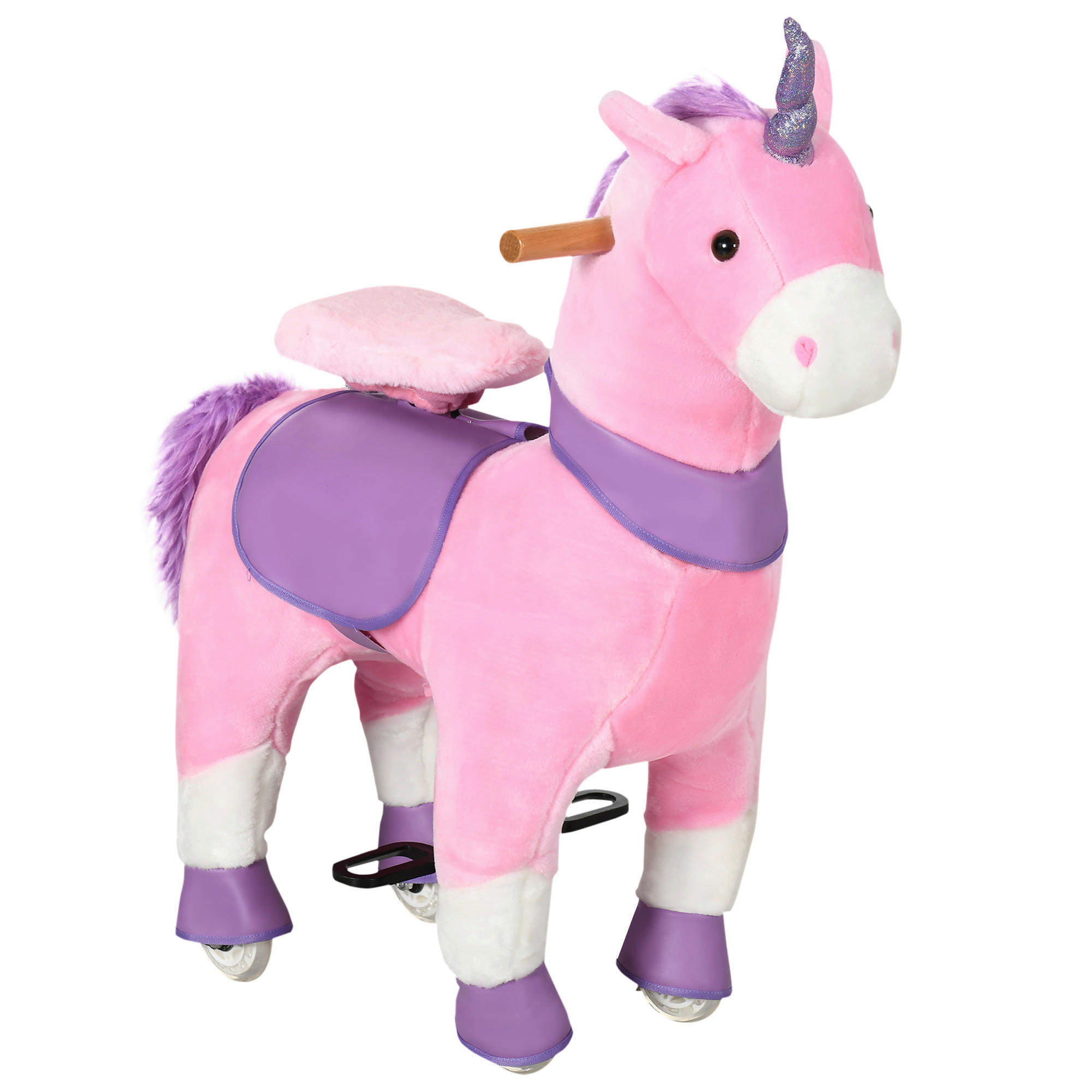 HOMCOM Kinder-Schaukelpferd B/H/L: ca. 32x87x70 cm Kinder-Schaukelpferd - lila/rosa (70,00/32,00/87,00cm) - HOMCOM