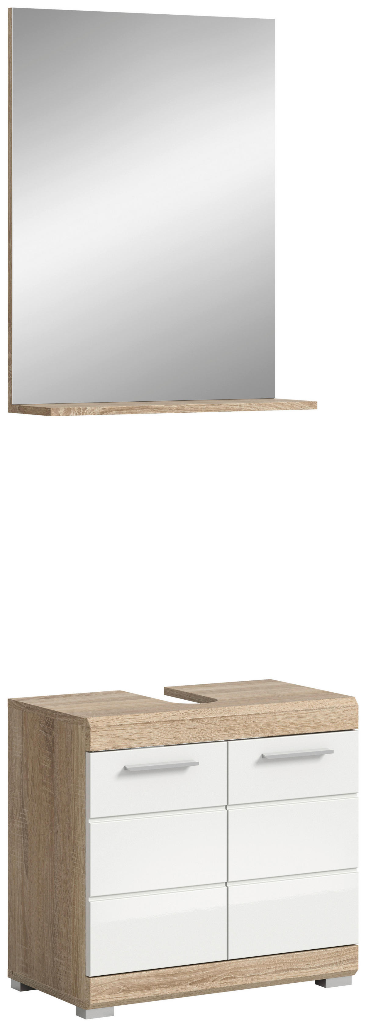 Badezimmer-Set Lambada Eiche Sonoma Nachbildung weiß Hochglanz B/H/T: ca. 60x191x34 cm Lambada - Eiche/weiß (60,00/191,00/34,00cm) - xonox.home
