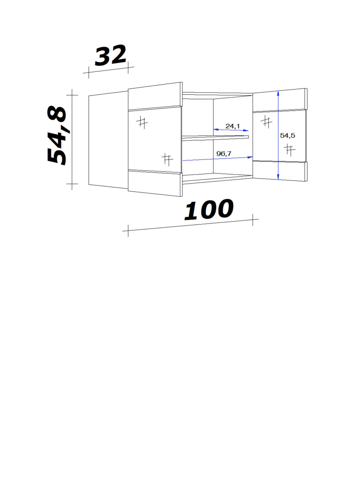 Hängeschrank Valero weiß Hochglanz B/H/T: ca. 100x54,8x32 cm Valero - Eiche/weiß (100,00/54,80/32,00cm) - Flex-Well
