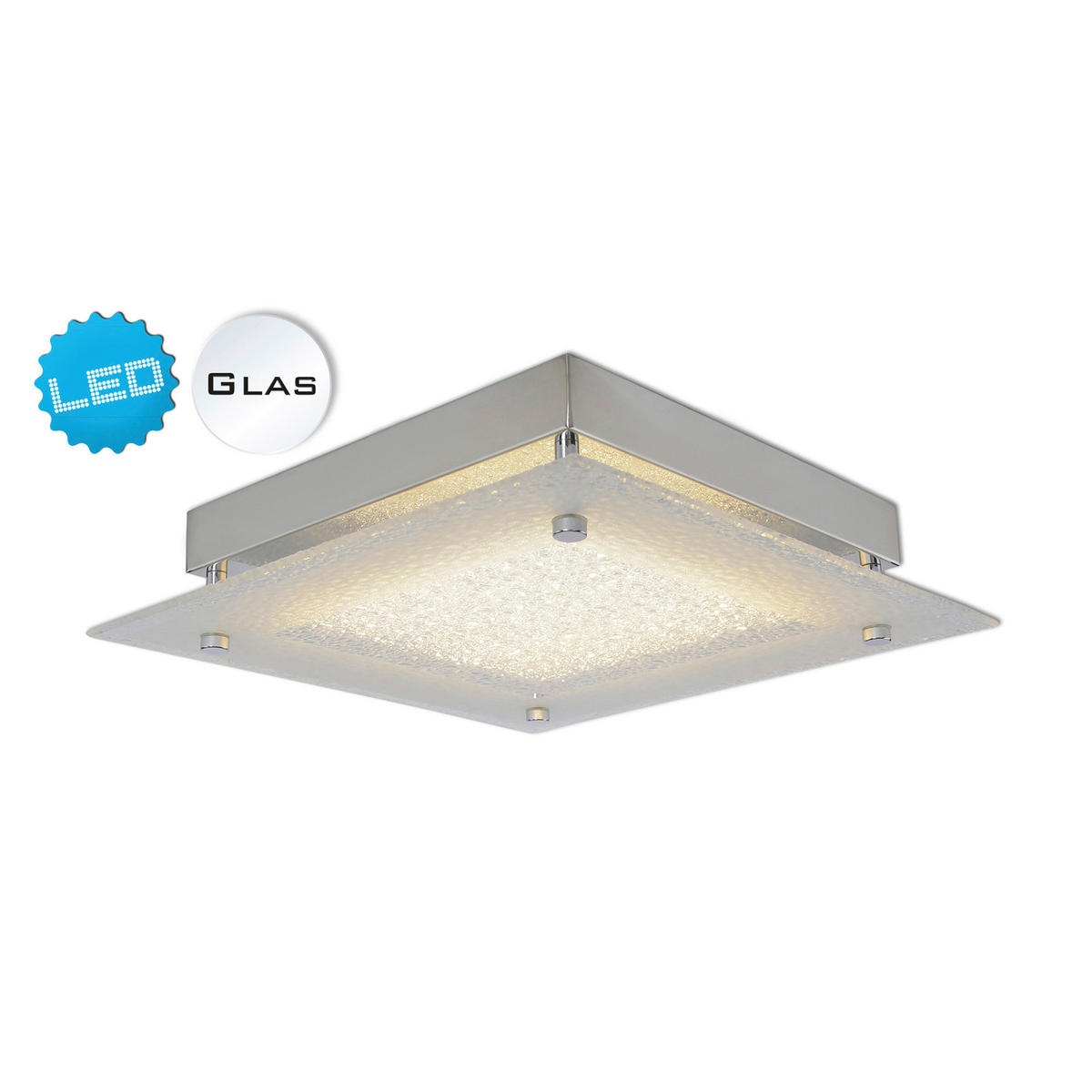 Näve Leuchten Deckenleuchte 1200731 silber Metall Glas B/H/T: ca. 25x5,3x25 cm null 1 Brennstellen Leeds - silber (25,00/5,30/25,00cm) - Näve Leuchten