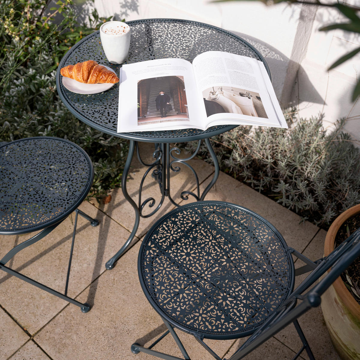 AXI Outdoor Living Bistroset Eloise anthrazit Metall B/H/L: ca. 60x92x60 cm Eloise - anthrazit (60,00/60,00/92,00cm) - AXI Outdoor Living