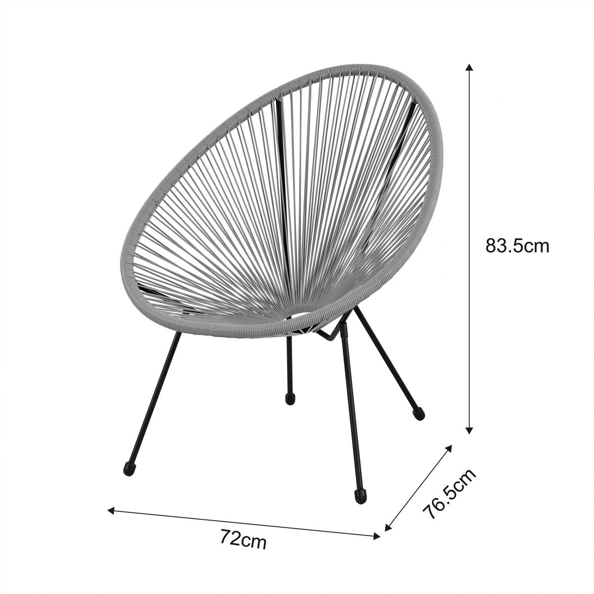 POCOline Gartenstuhl Acapulco grau Stahlrohr B/H/L: ca. 73x84x76 cm Acapulco - grau (76,00/73,00/84,00cm) - POCOline